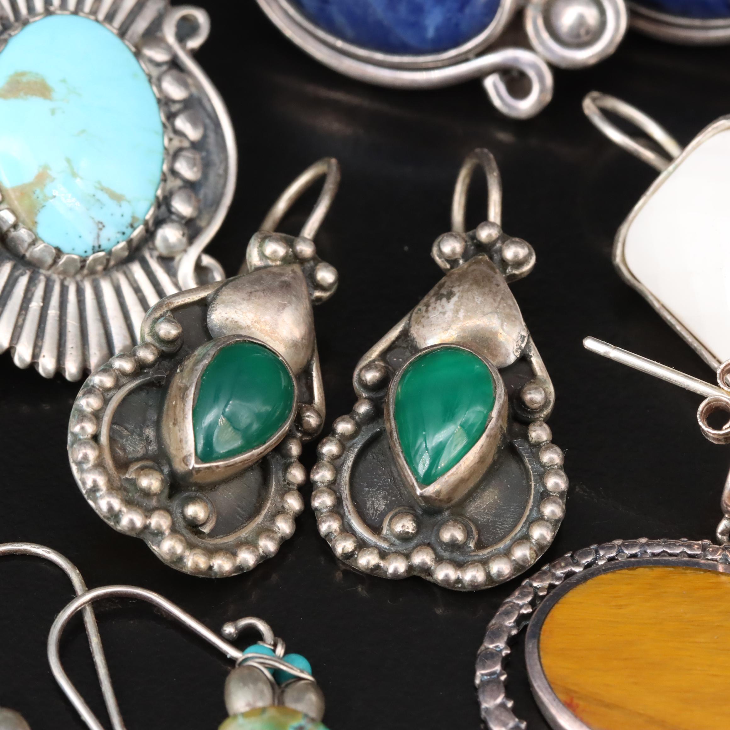 Sterling Earrings Including Angeline Miller Navajo Diné with Sodalite,Turquoise