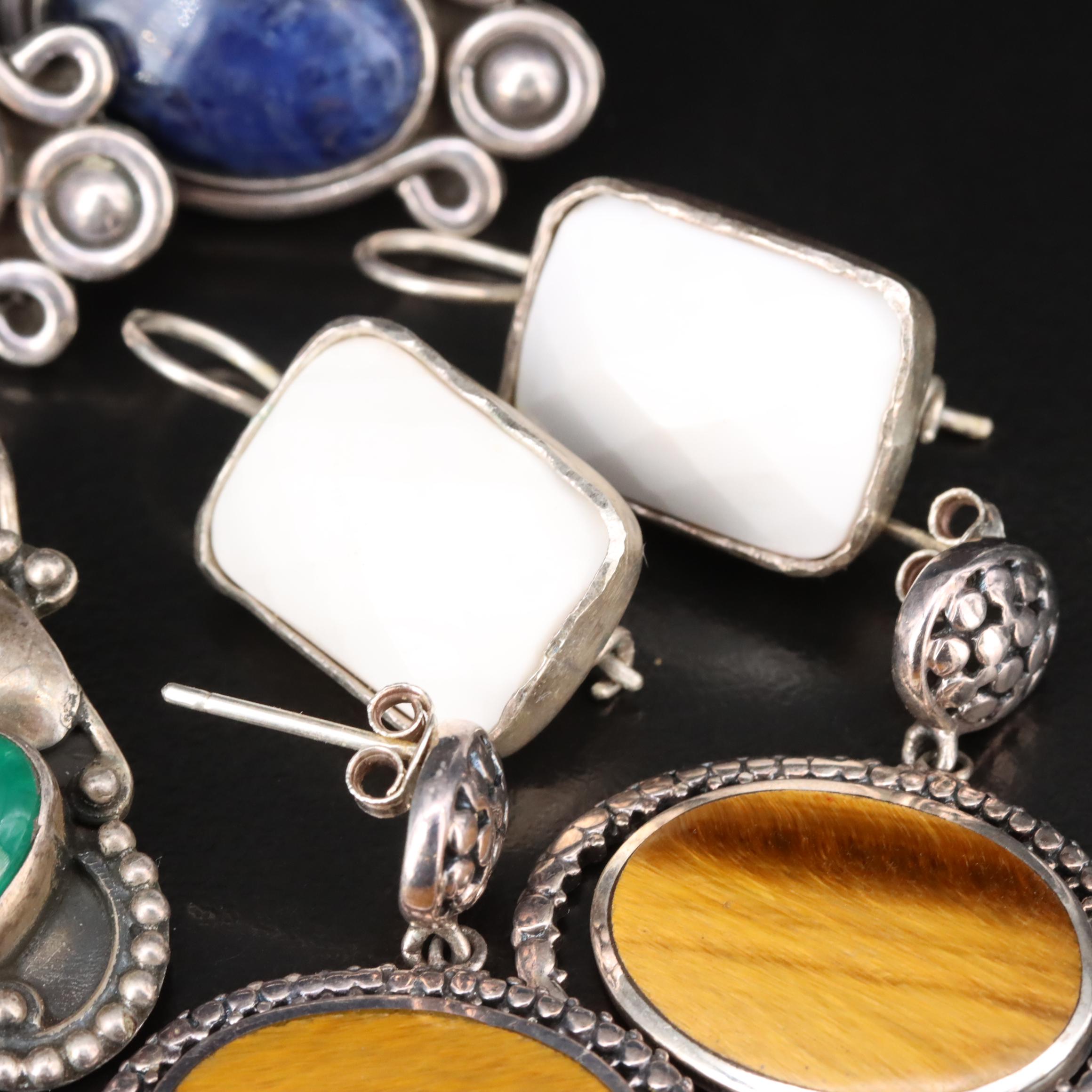 Sterling Earrings Including Angeline Miller Navajo Diné with Sodalite,Turquoise