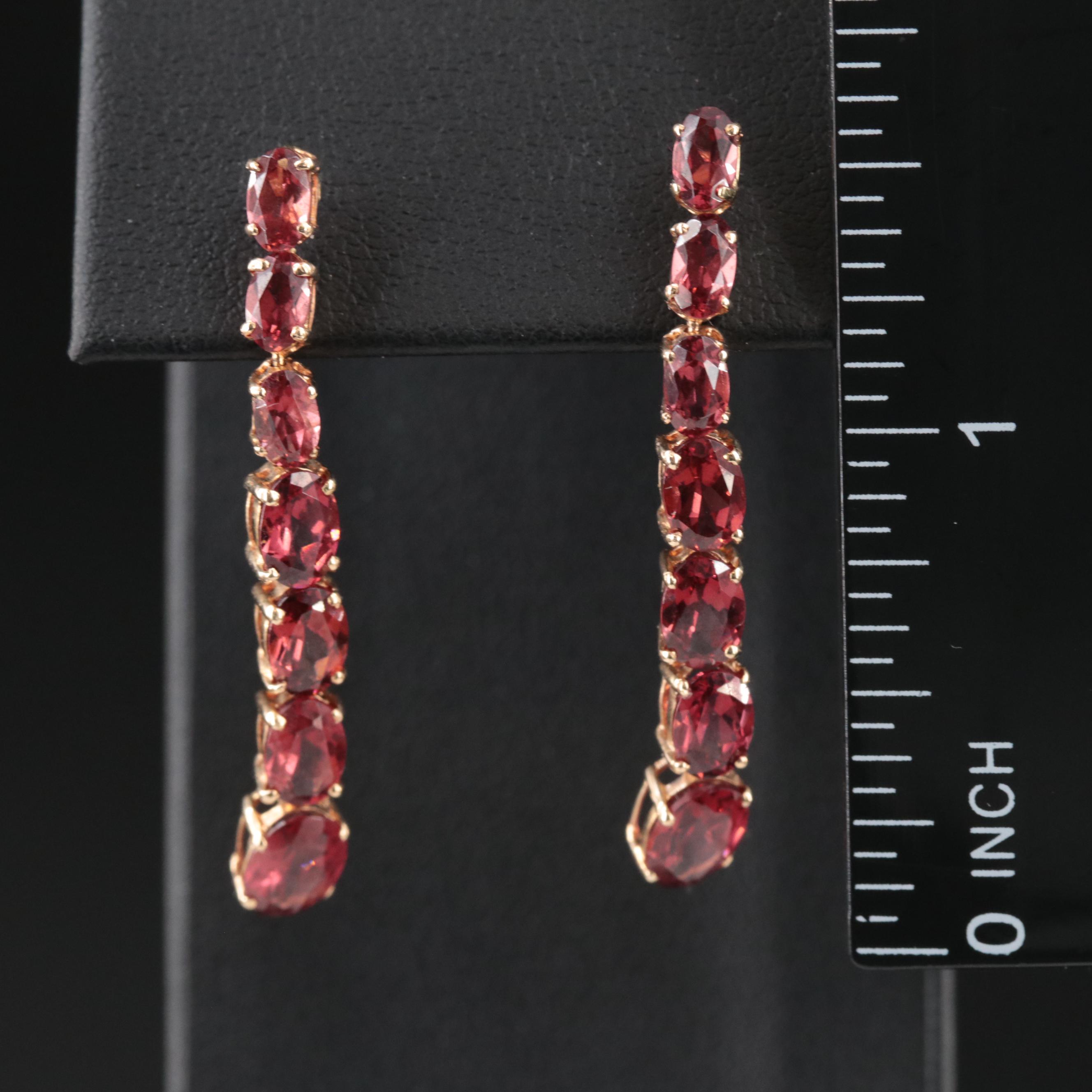 14K Garnet Drop Earrings