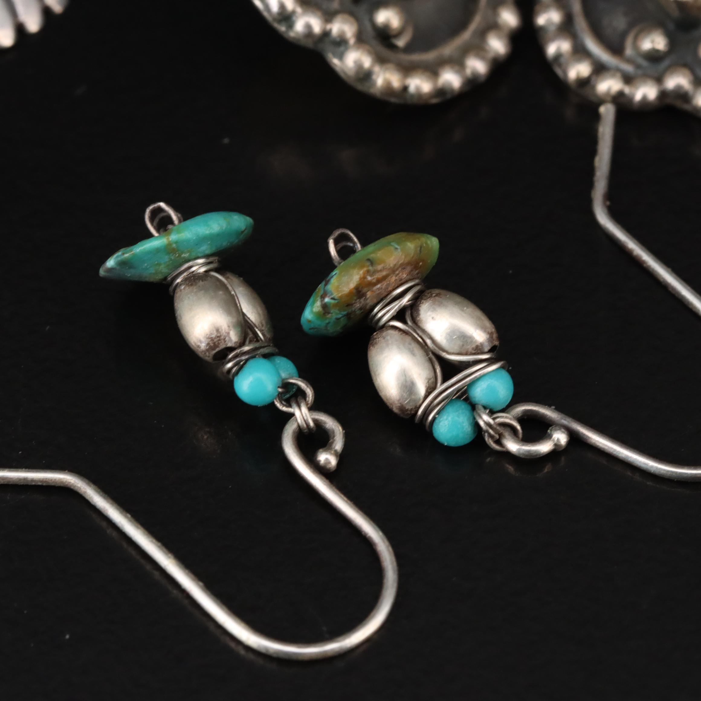 Sterling Earrings Including Angeline Miller Navajo Diné with Sodalite,Turquoise