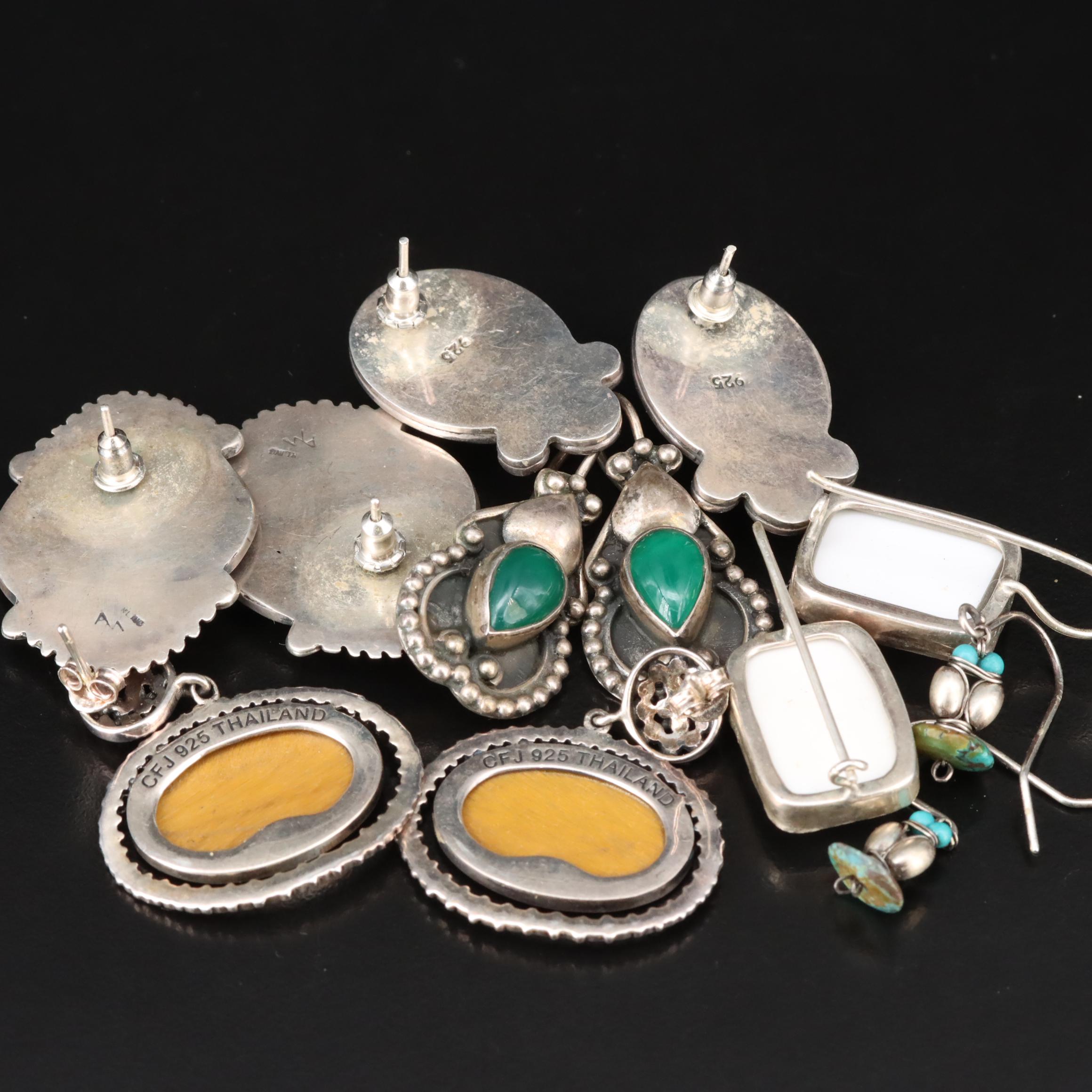 Sterling Earrings Including Angeline Miller Navajo Diné with Sodalite,Turquoise