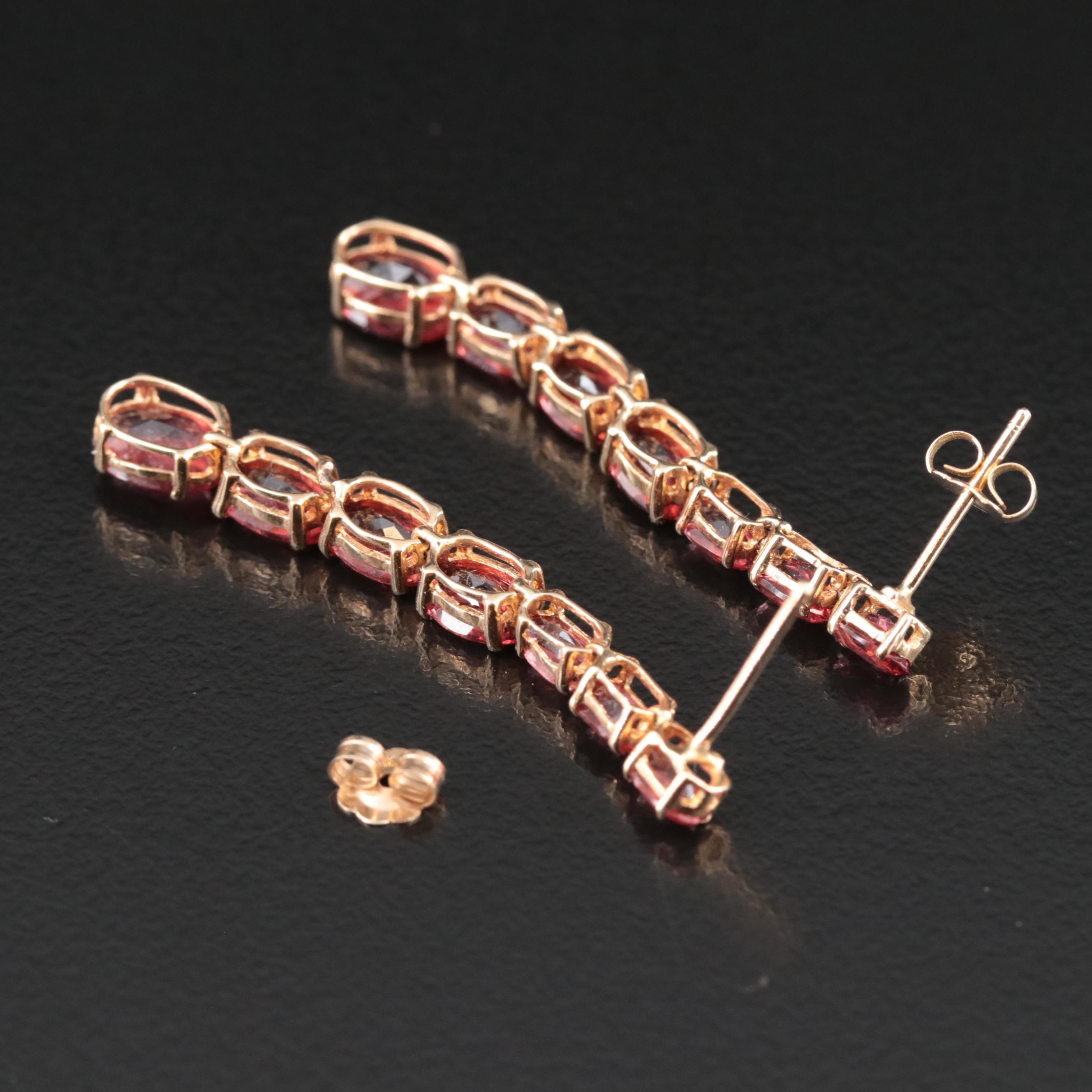14K Garnet Drop Earrings