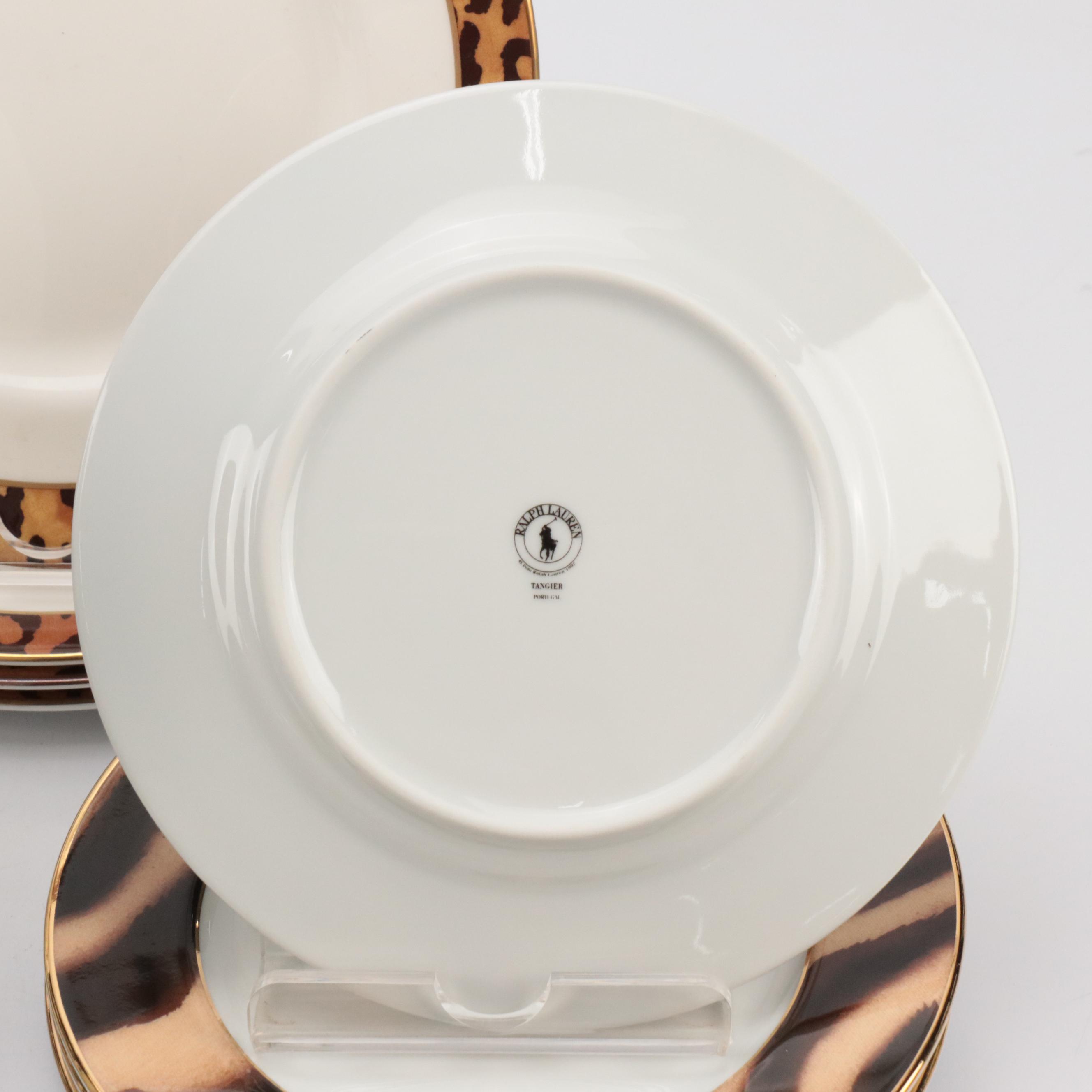 Ralph Lauren "Tangier, Leopard and Martini Bear" Plates with Richard Ginori Bowl