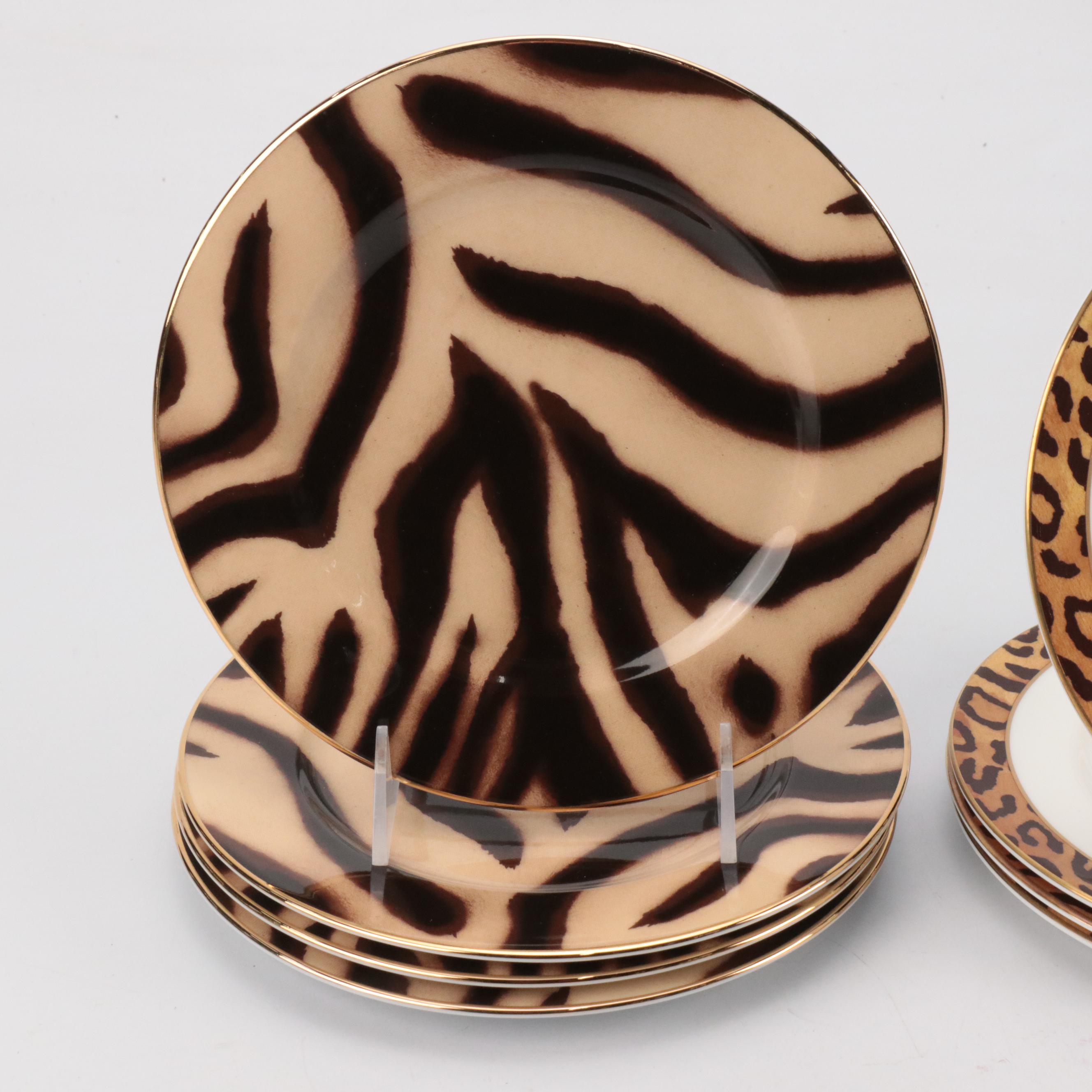Ralph Lauren "Tangier, Leopard and Martini Bear" Plates with Richard Ginori Bowl