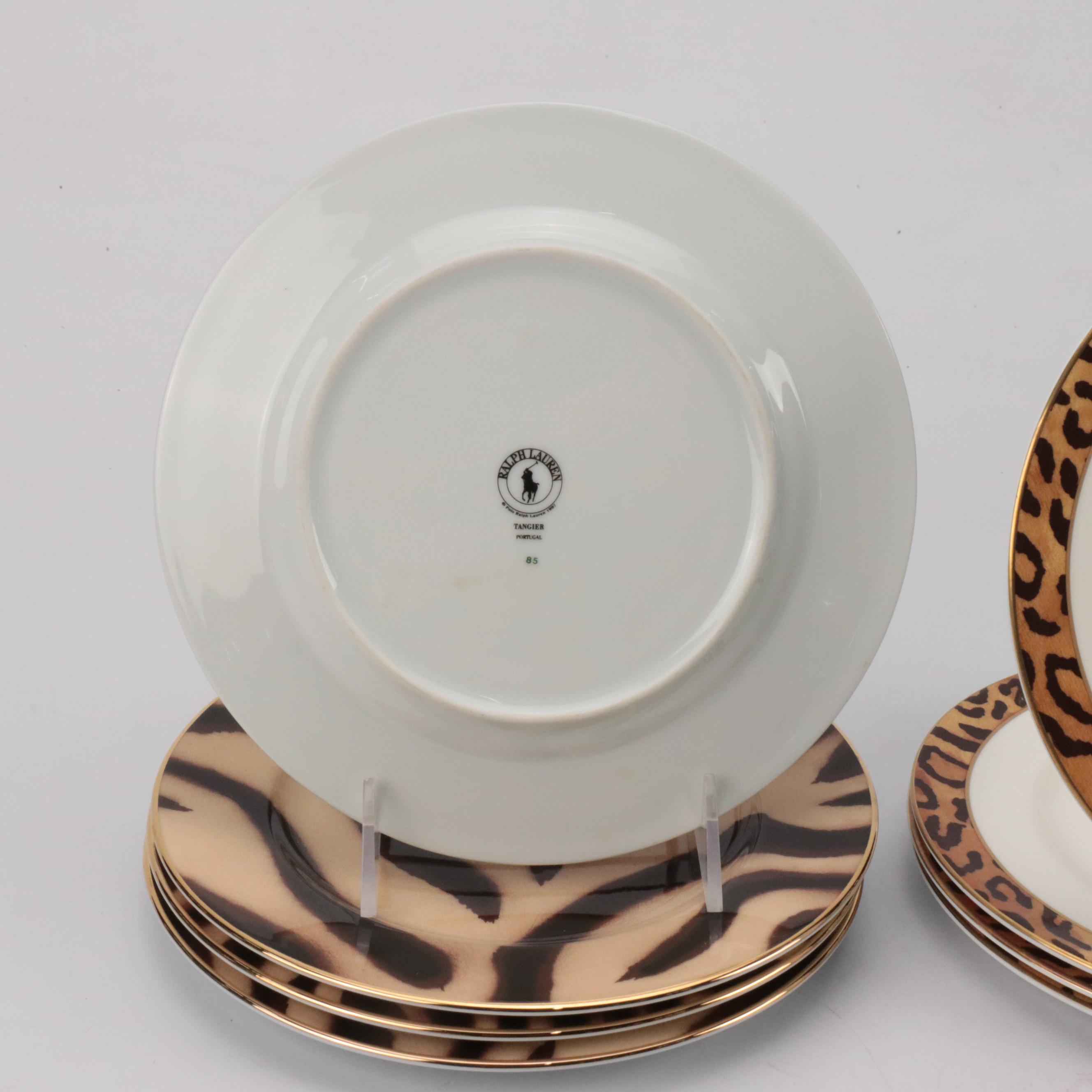 Ralph Lauren "Tangier, Leopard and Martini Bear" Plates with Richard Ginori Bowl