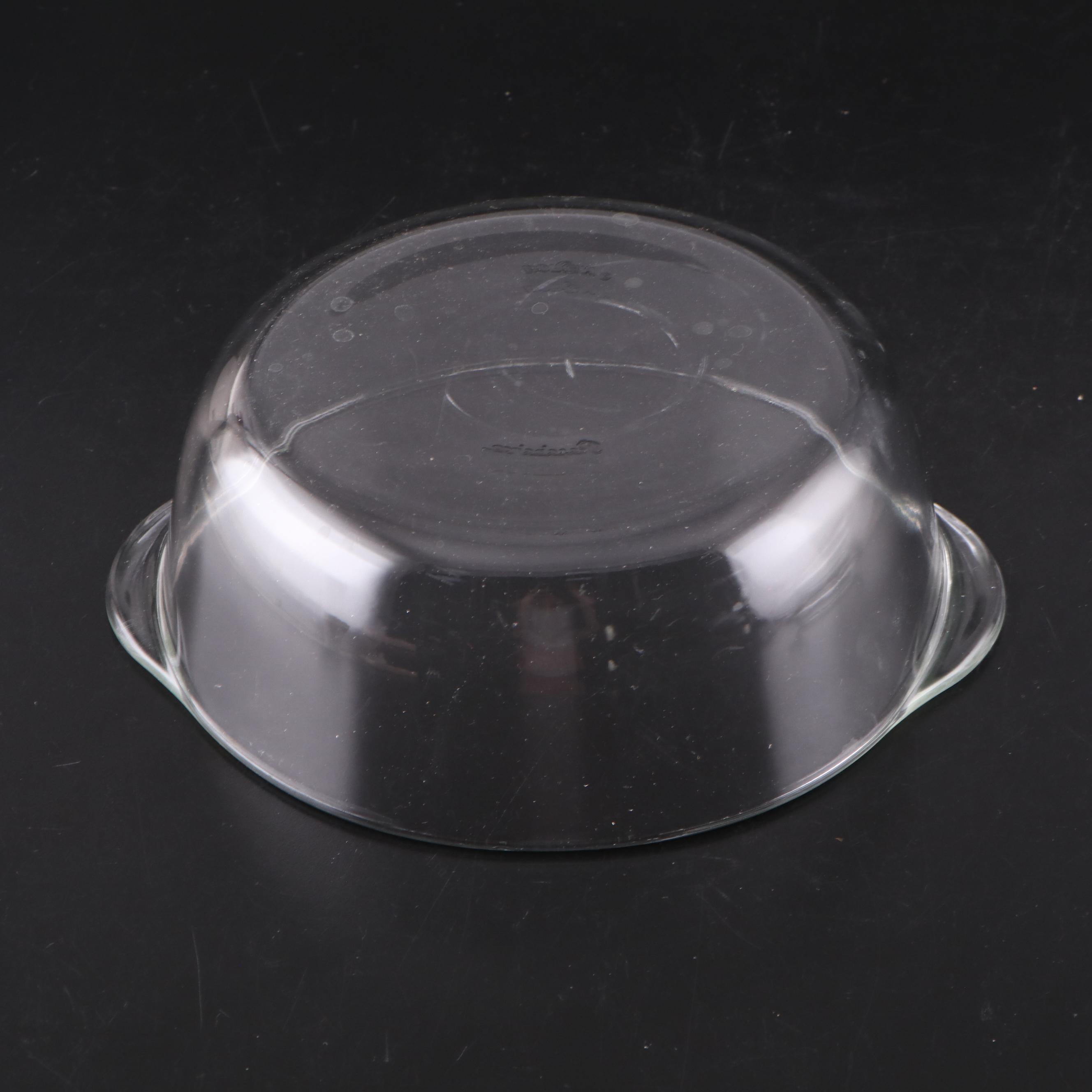 Pyrex "Butterprint" and "Gooseberry" with Other Glass Casseroles and Juicer