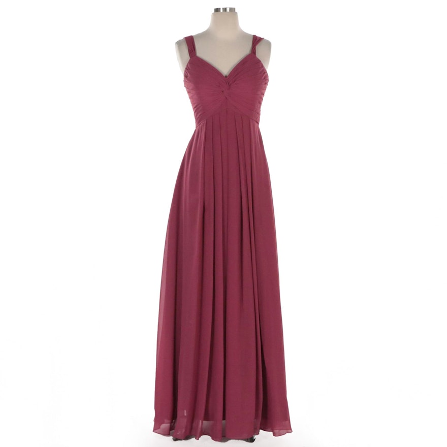 Azazie Ruched and Pleated Chiffon Sleeveless Floor-Length Dress