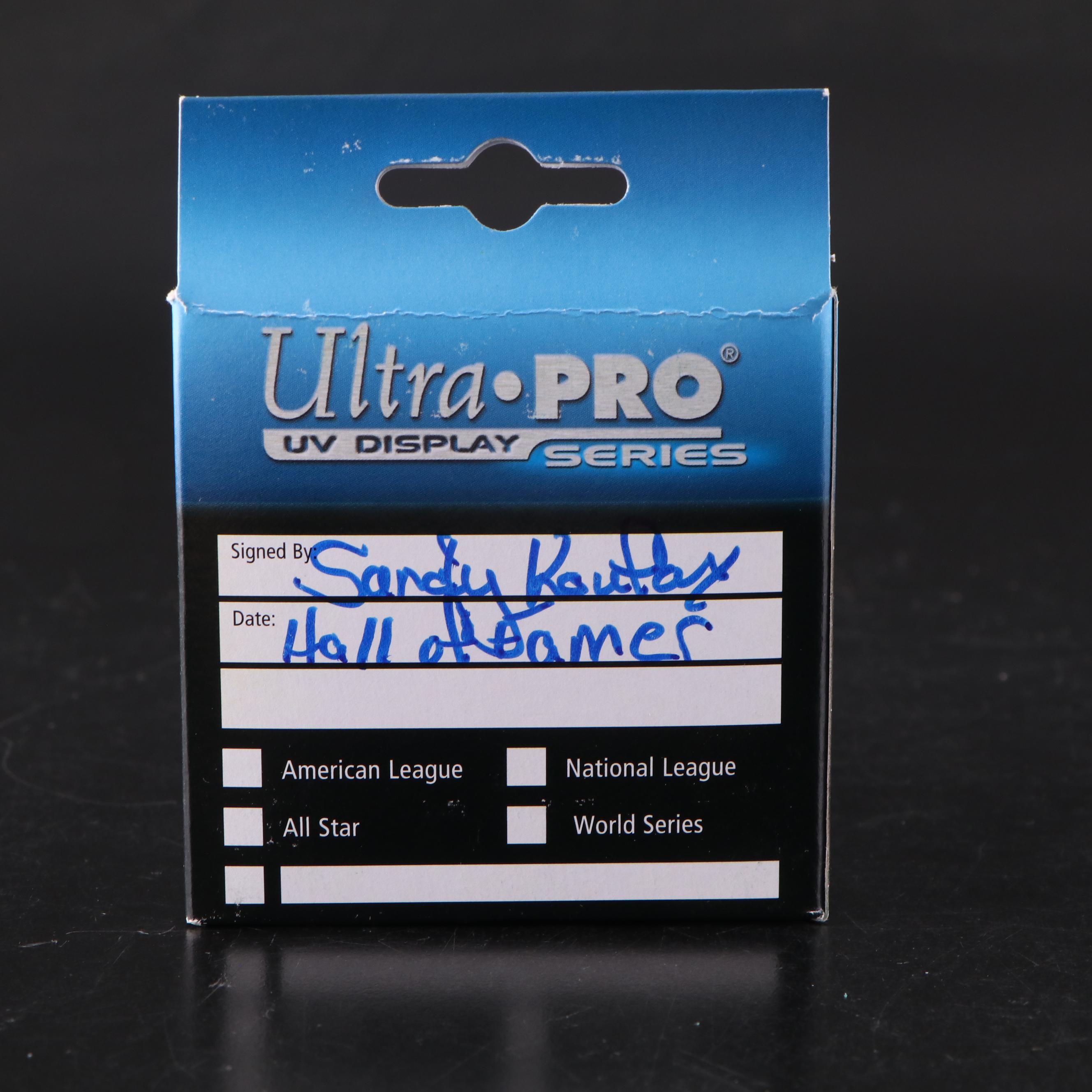 Sandy Koufax Signed Rawlings Official National League Baseball with Display