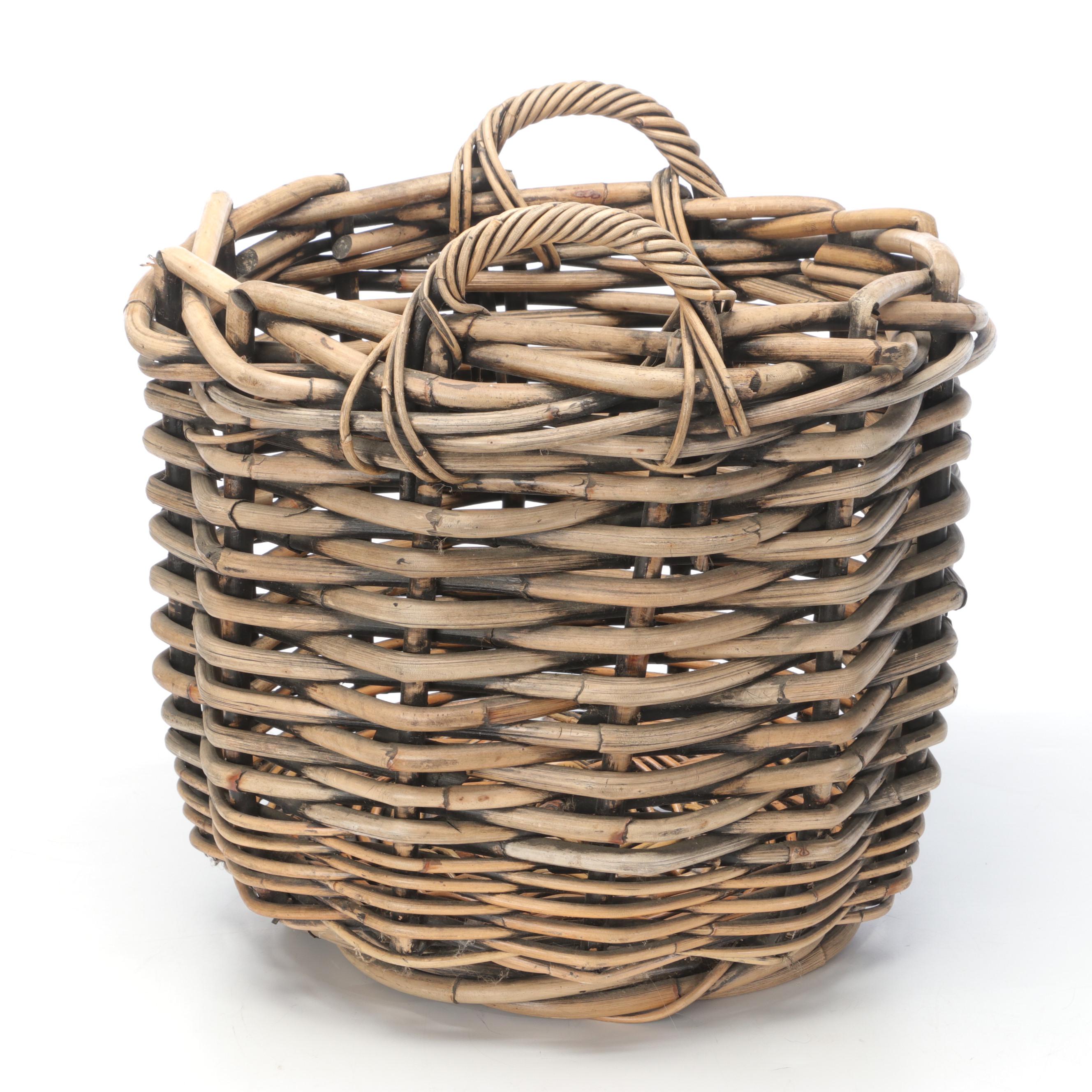 Farmhouse Style Woven Double Handle Basket