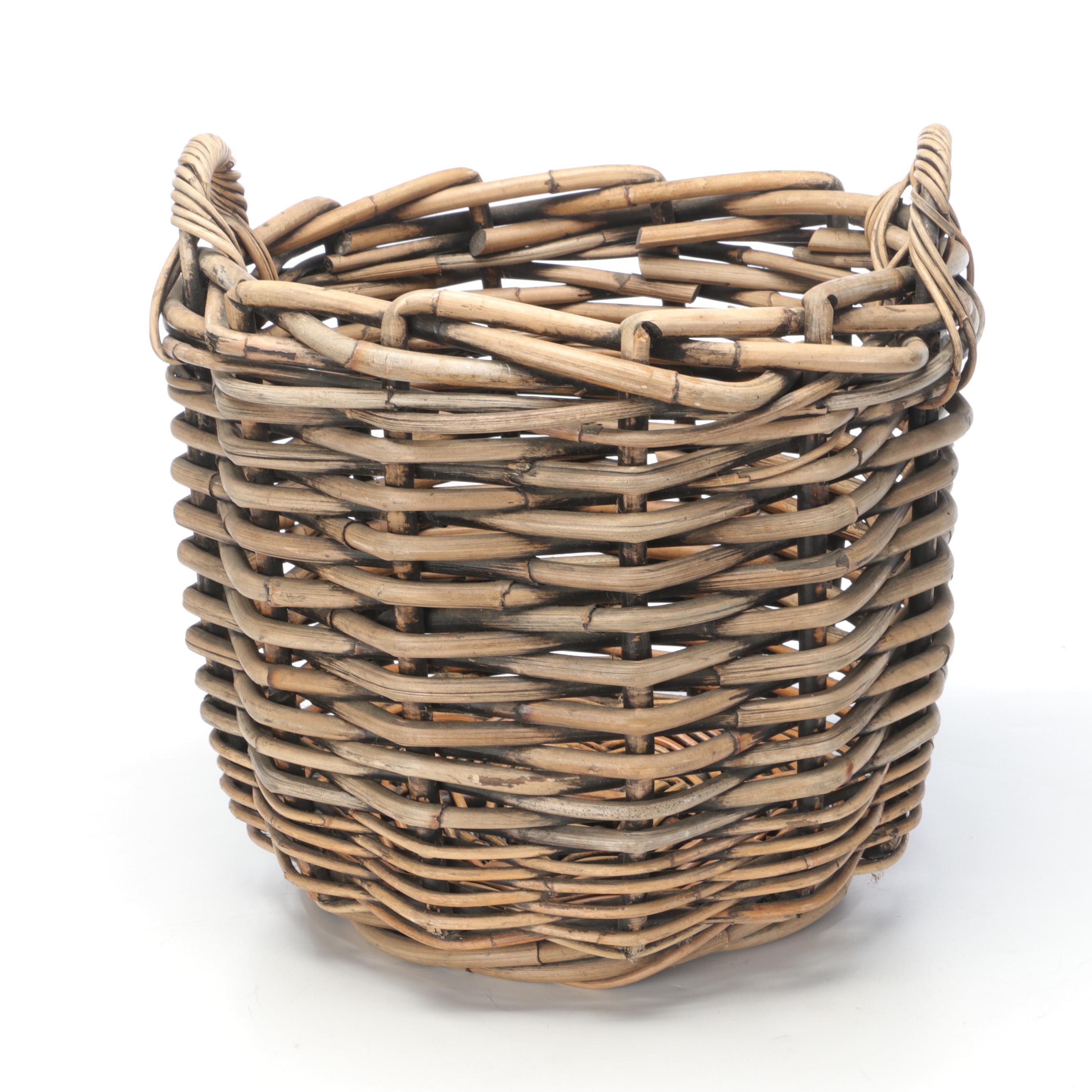 Farmhouse Style Woven Double Handle Basket