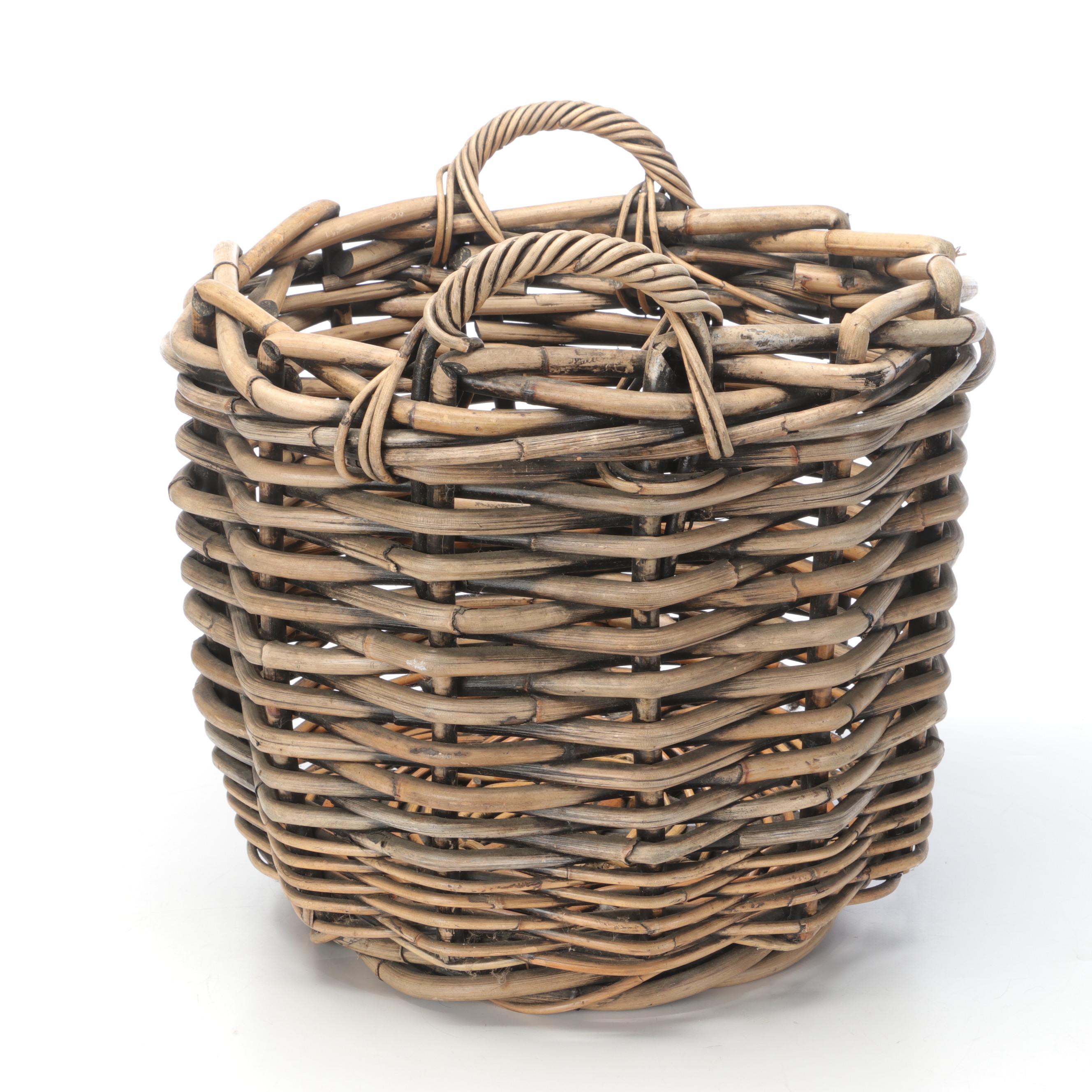 Farmhouse Style Woven Double Handle Basket