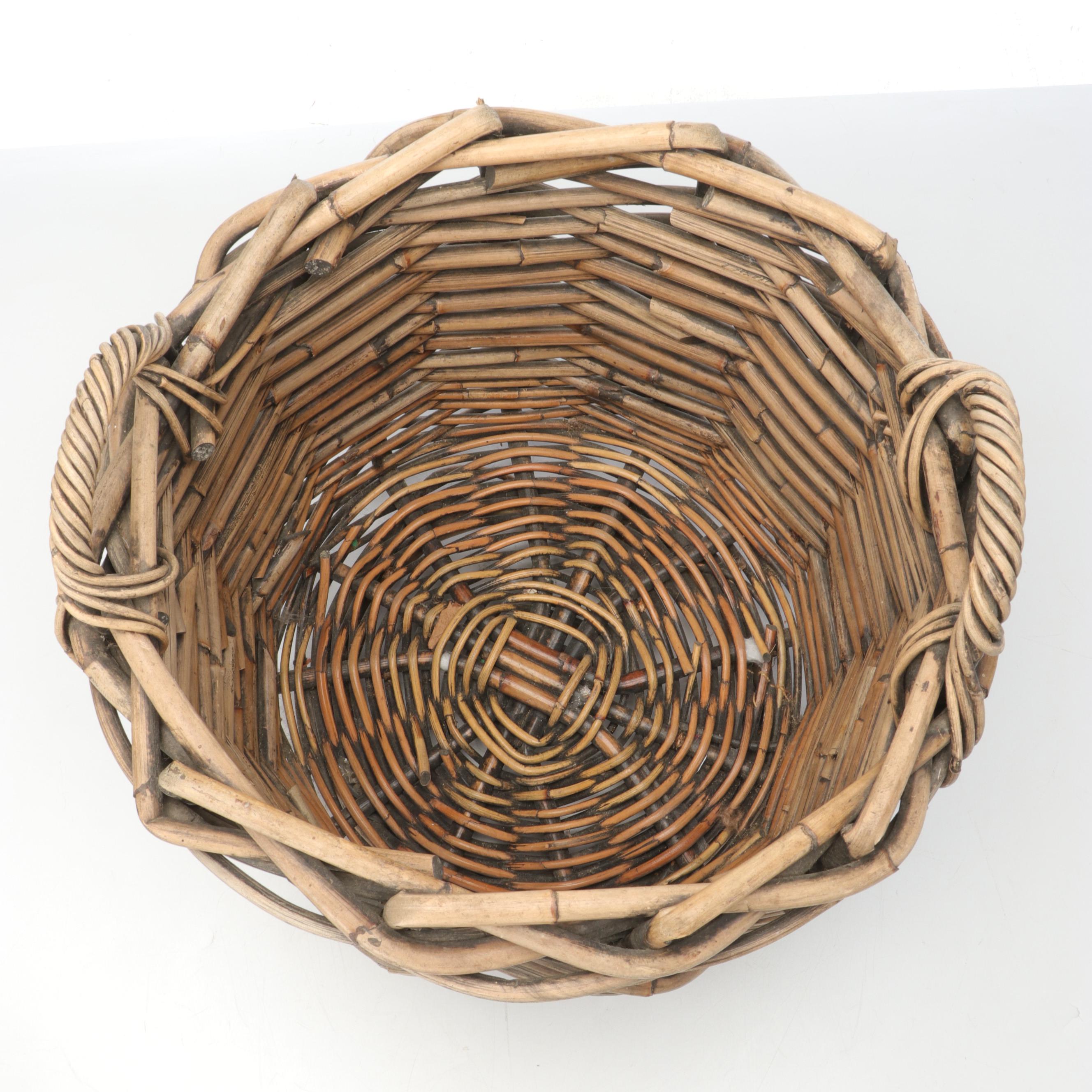 Farmhouse Style Woven Double Handle Basket