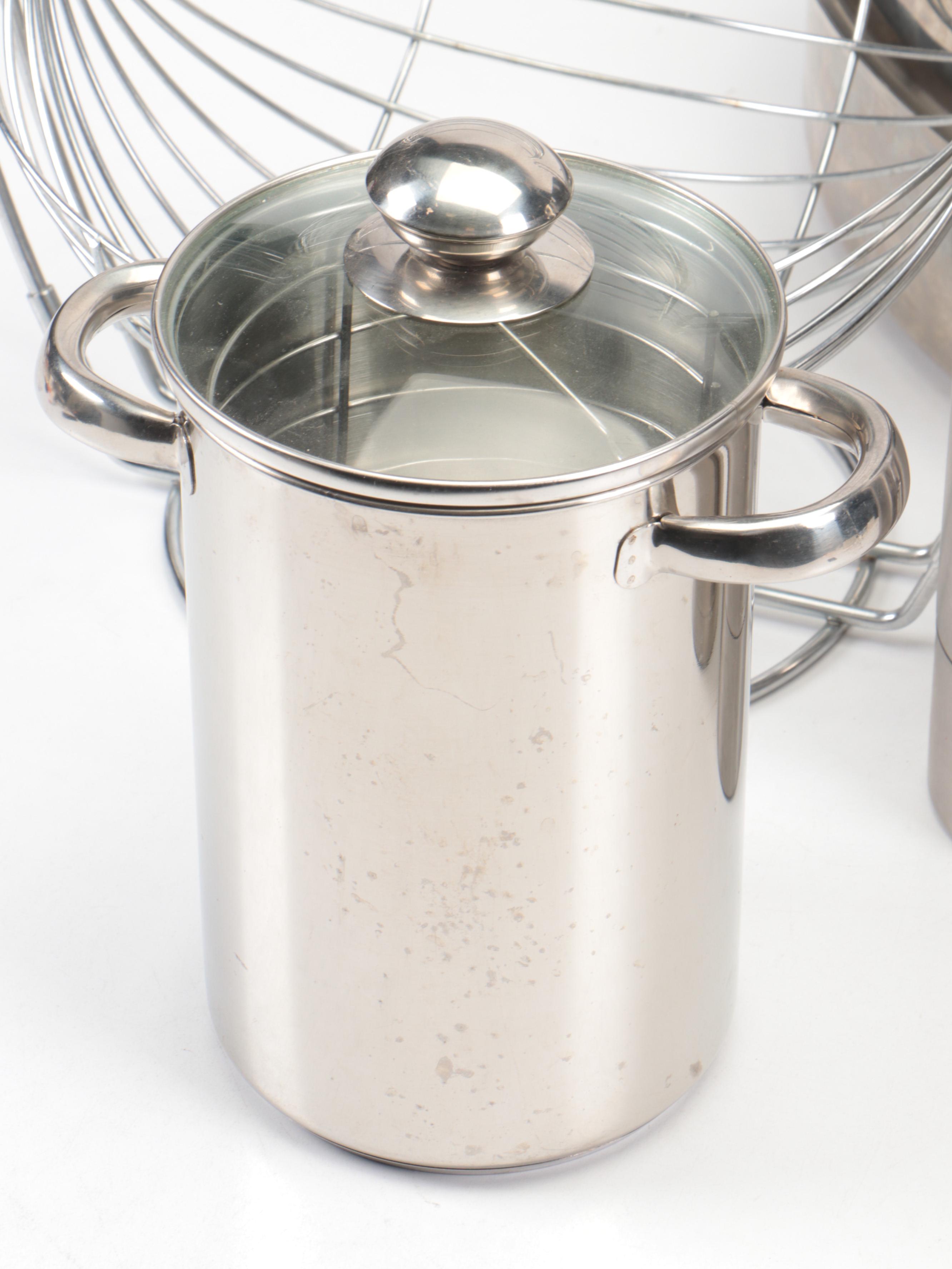 Dansk Roasting Pan and Other Pot with Fruit Basket, Thermos and Canister