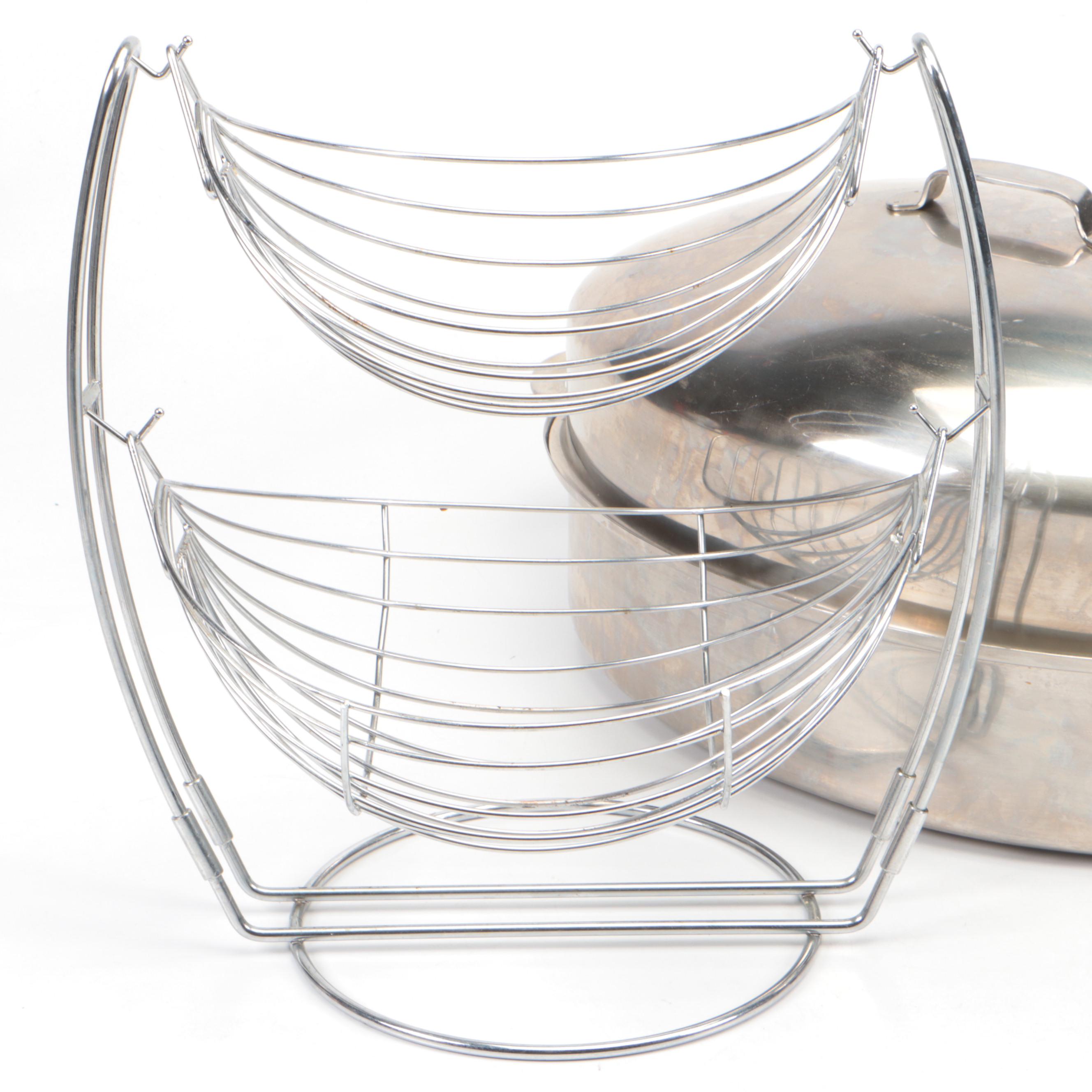 Dansk Roasting Pan and Other Pot with Fruit Basket, Thermos and Canister