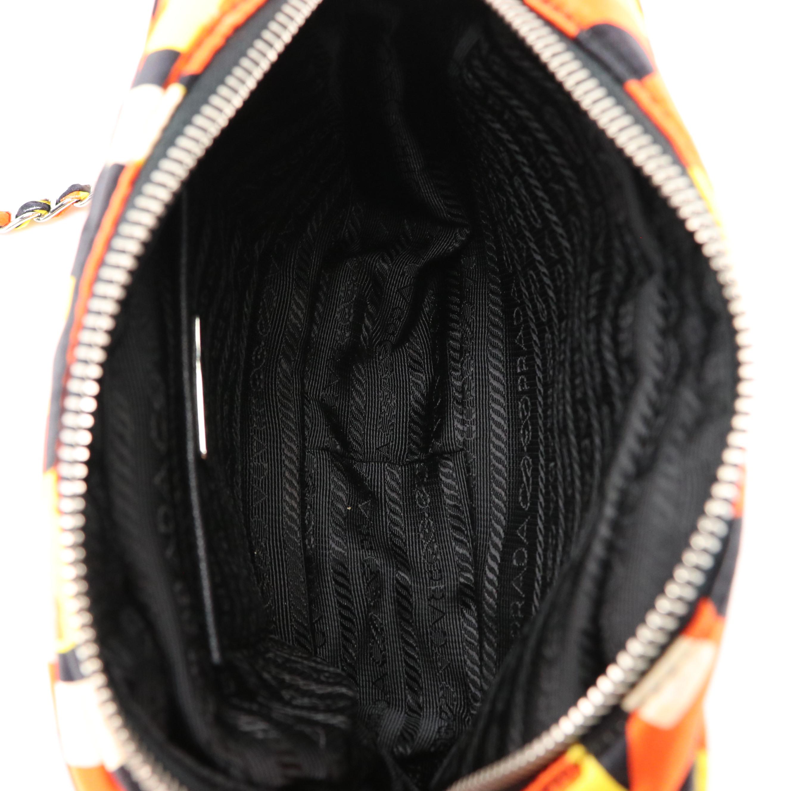 Prada Bow Camera Crossbody Bag in Multicolored Print Satin