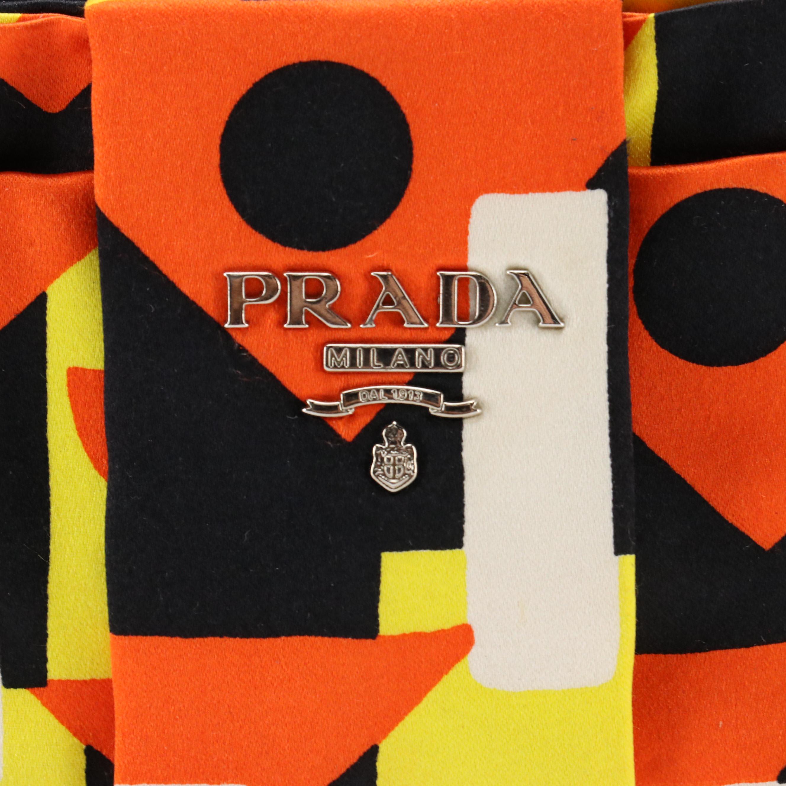 Prada Bow Camera Crossbody Bag in Multicolored Print Satin