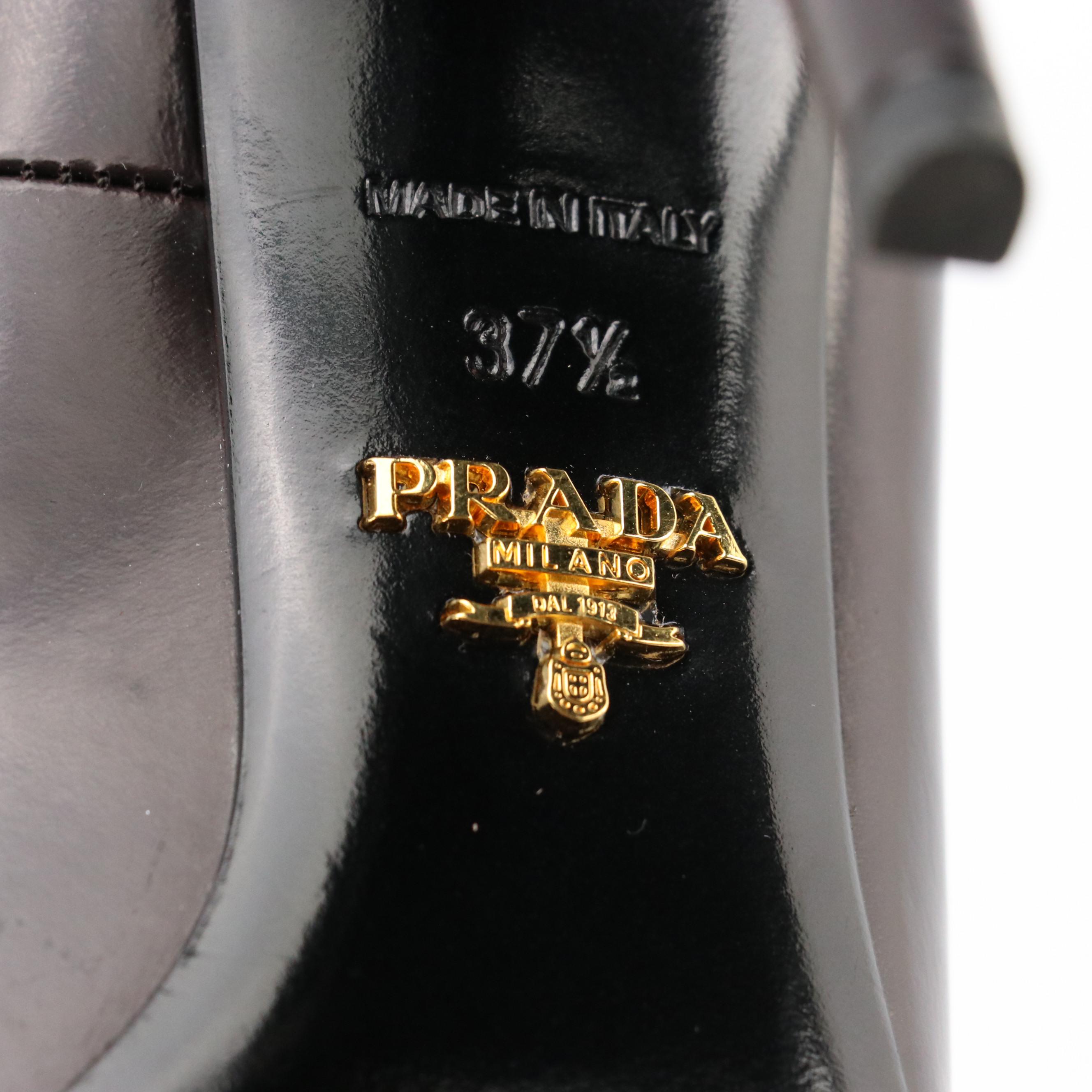 Prada Deep Brown Leather Pointed Toe Pumps