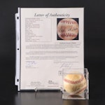 Hank Aaron Signed Rawlings Official National League Baseball with Display