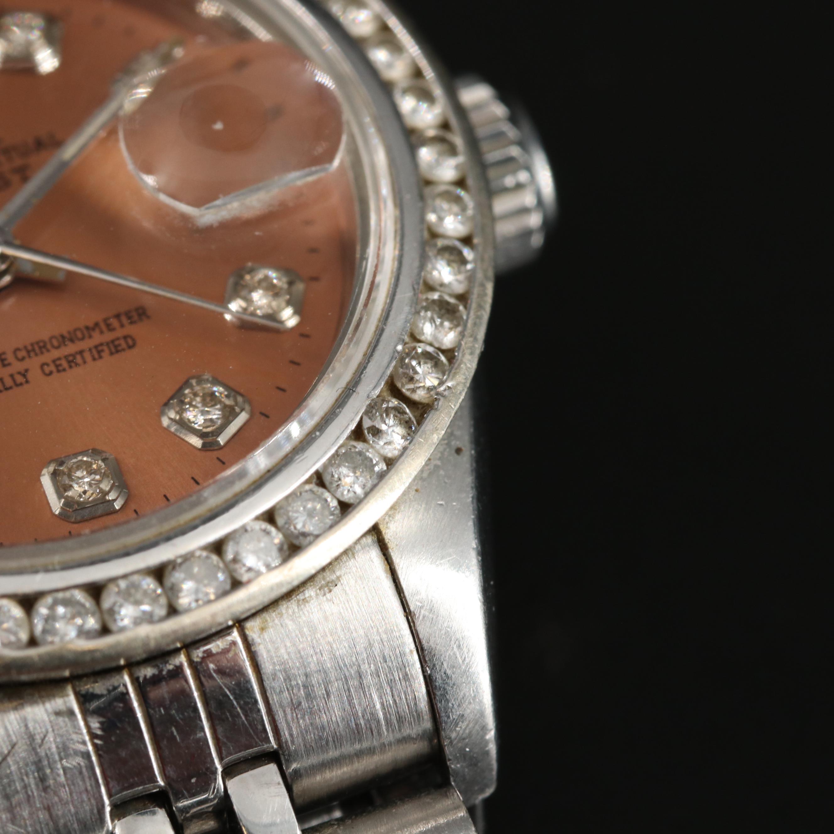 1987 Rolex Custom Diamond Dial and Bezel Datejust Automatic Watch