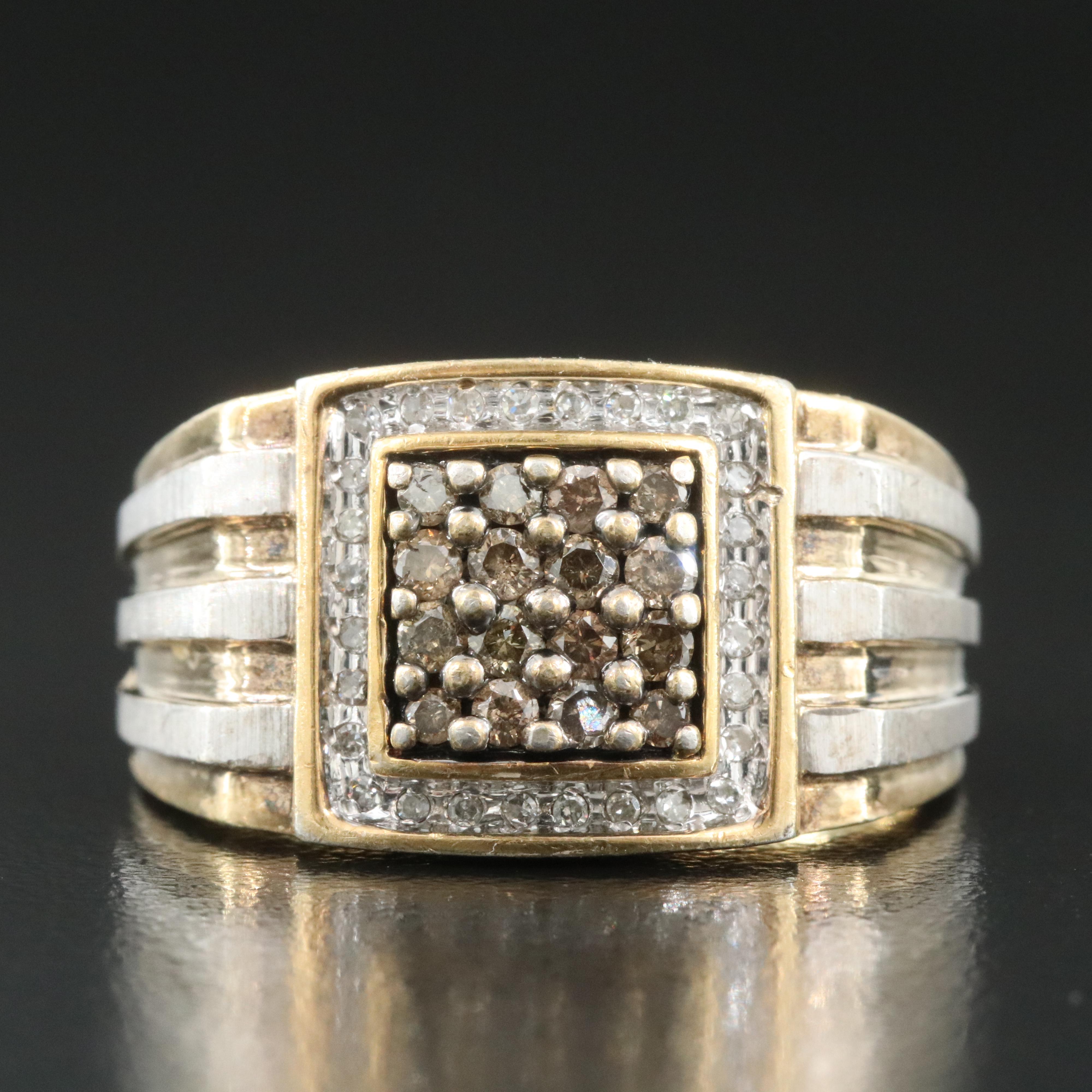 Sterling Diamond Ring with Lab Grown Fancy Brown Diamonds
