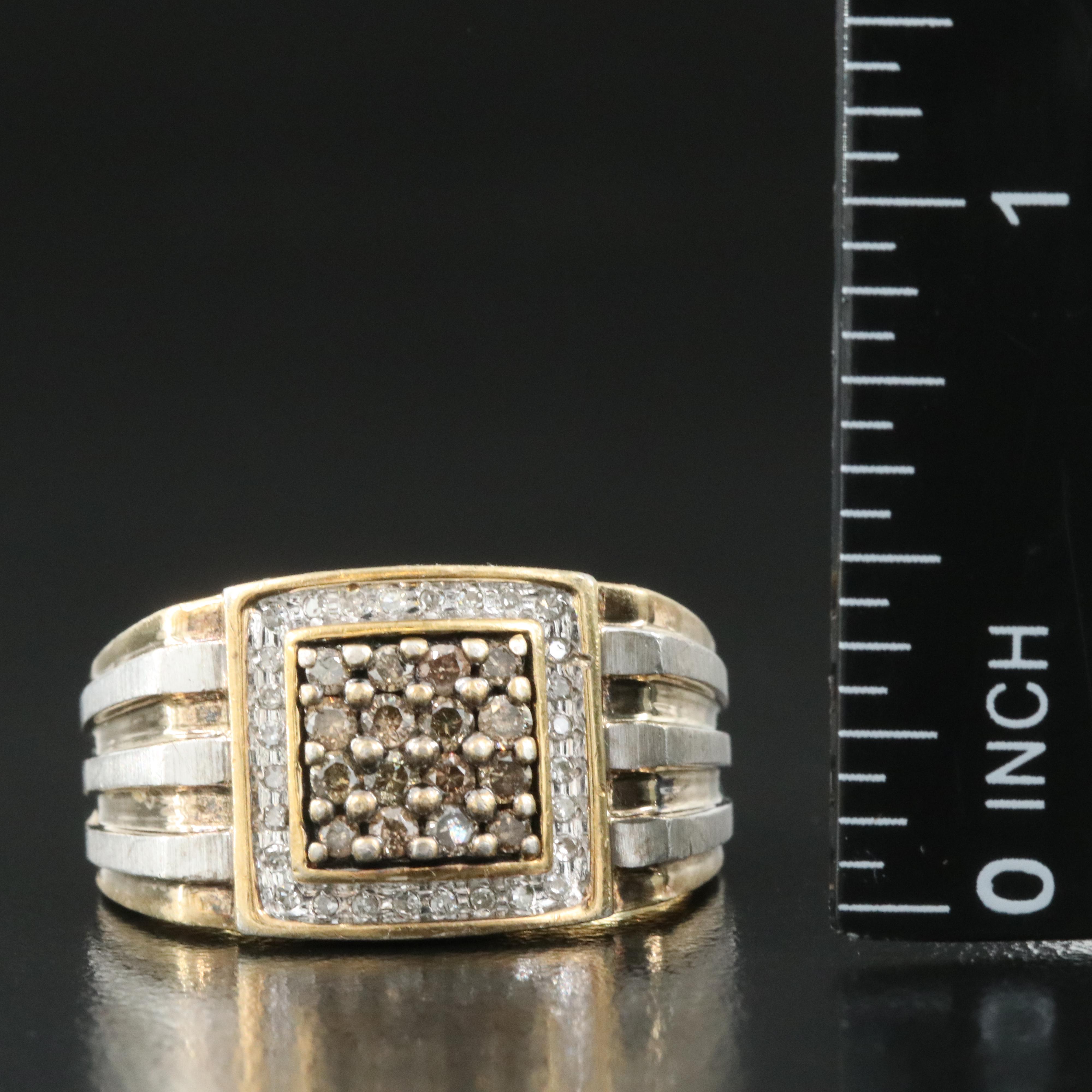 Sterling Diamond Ring with Lab Grown Fancy Brown Diamonds