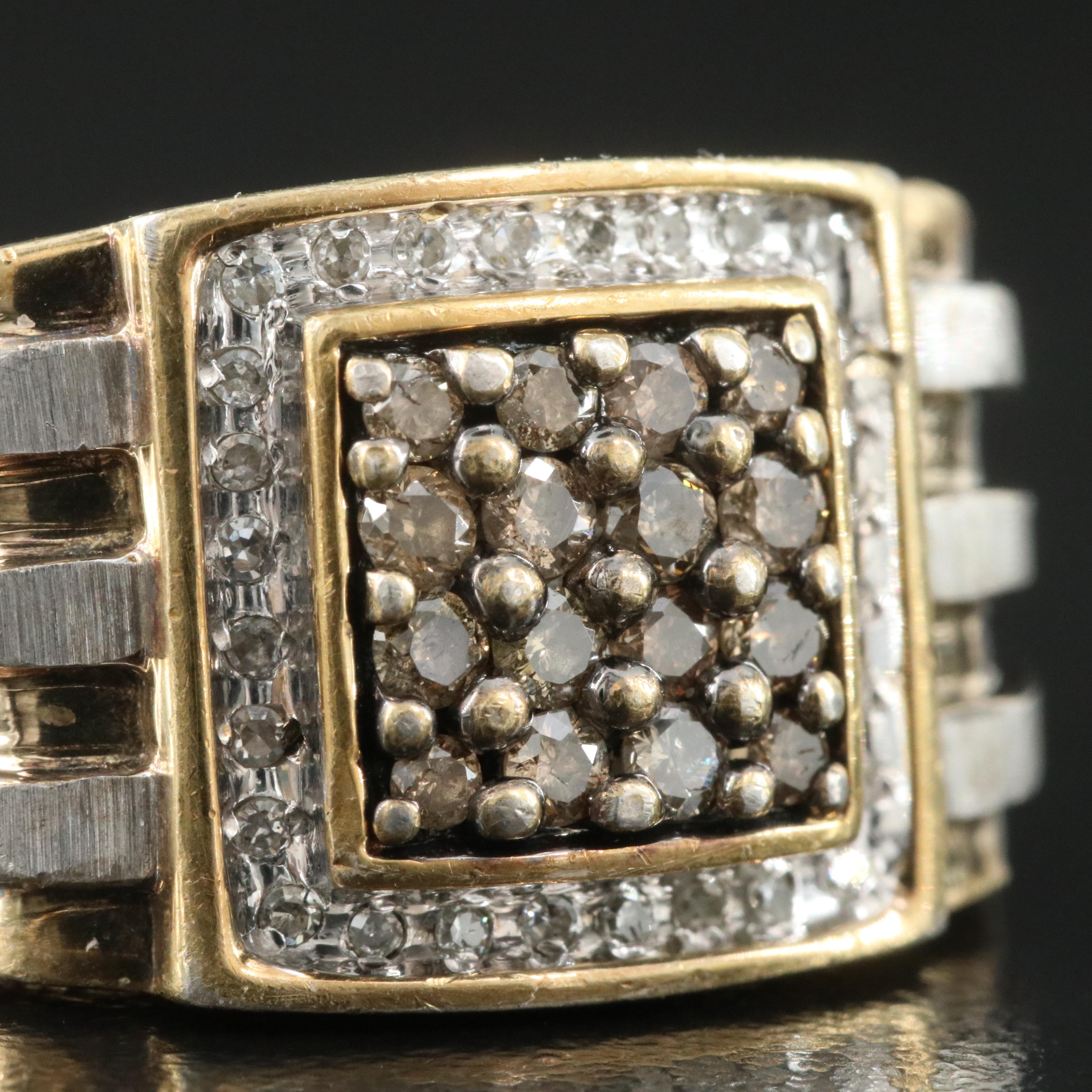 Sterling Diamond Ring with Lab Grown Fancy Brown Diamonds