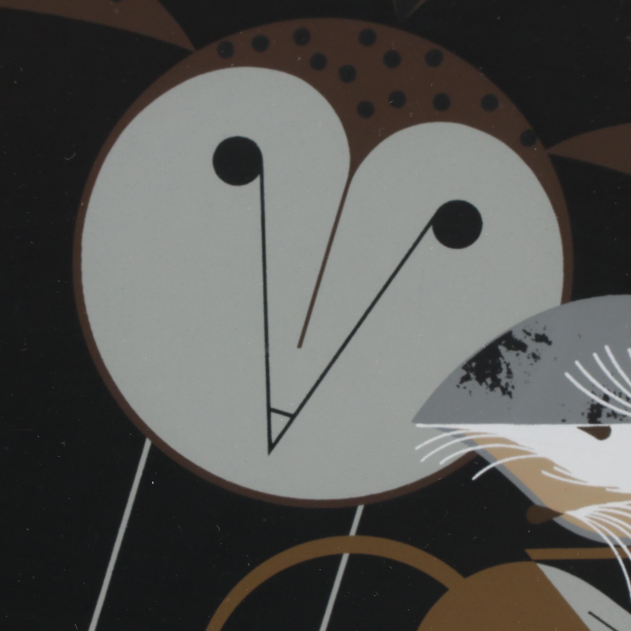 Charley Harper Serigraph "Better Mousetrap (Barn Owl & Harvest Mouse)"