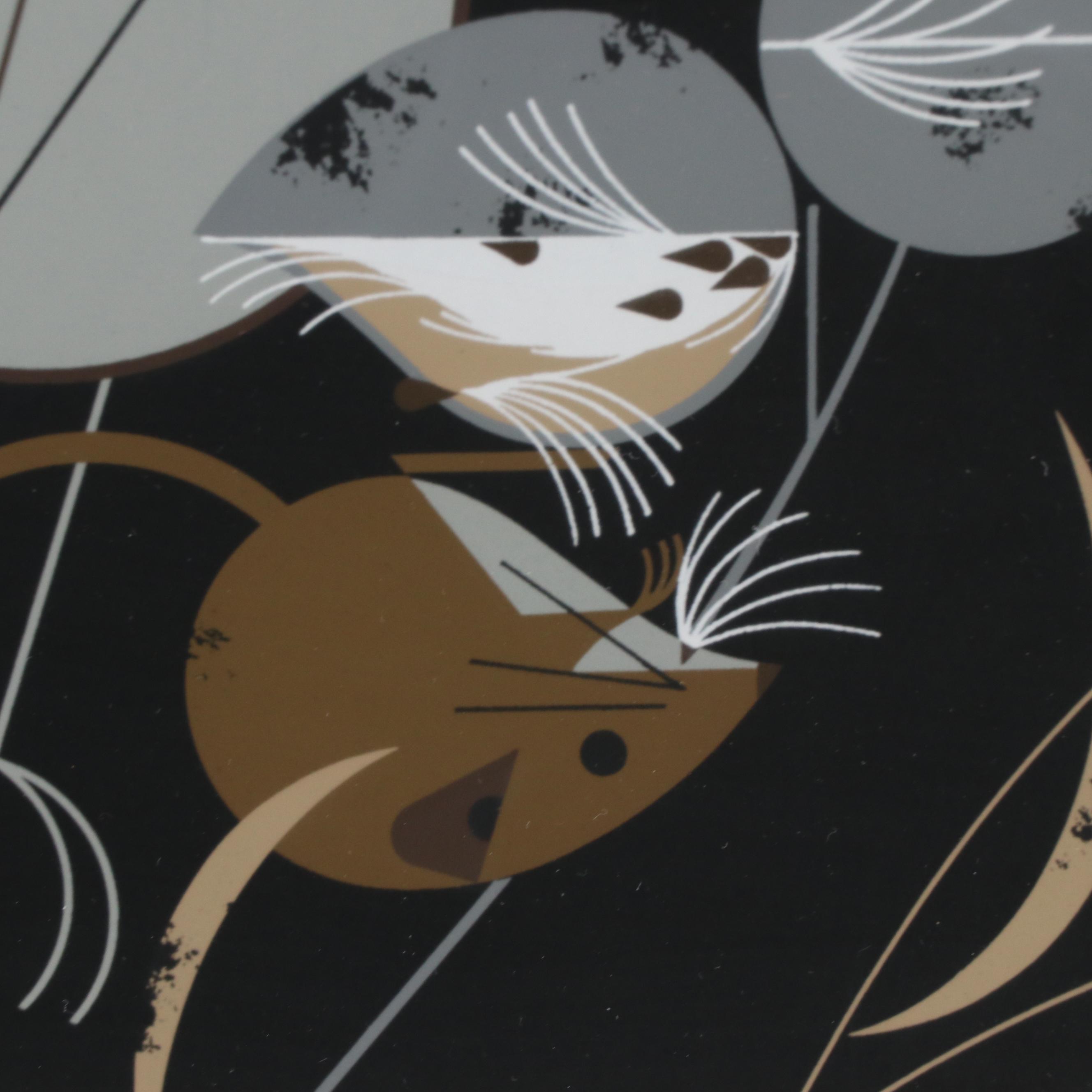 Charley Harper Serigraph "Better Mousetrap (Barn Owl & Harvest Mouse)"