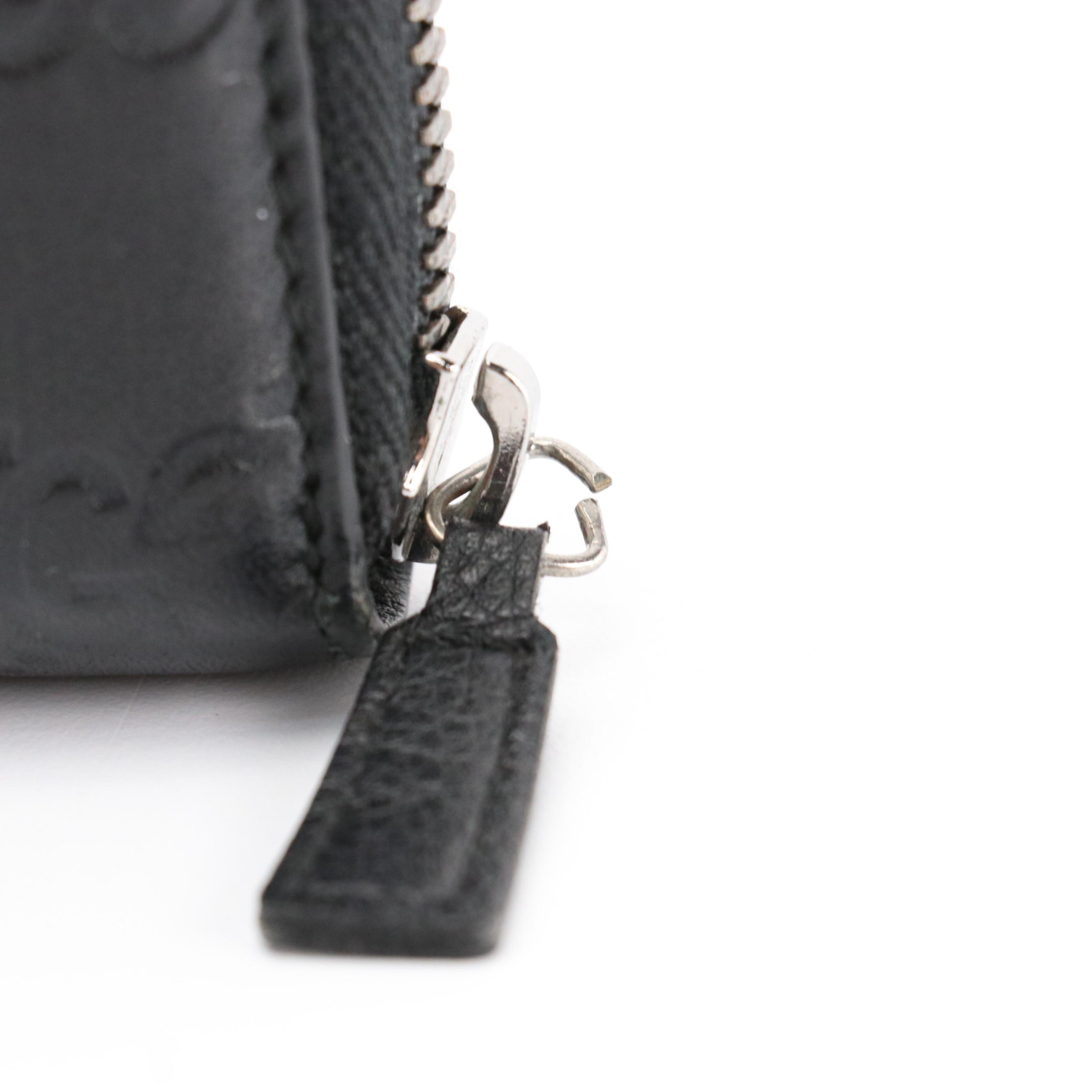 Gucci Zip Around Long Wallet in Black Guccissima Leather With Box