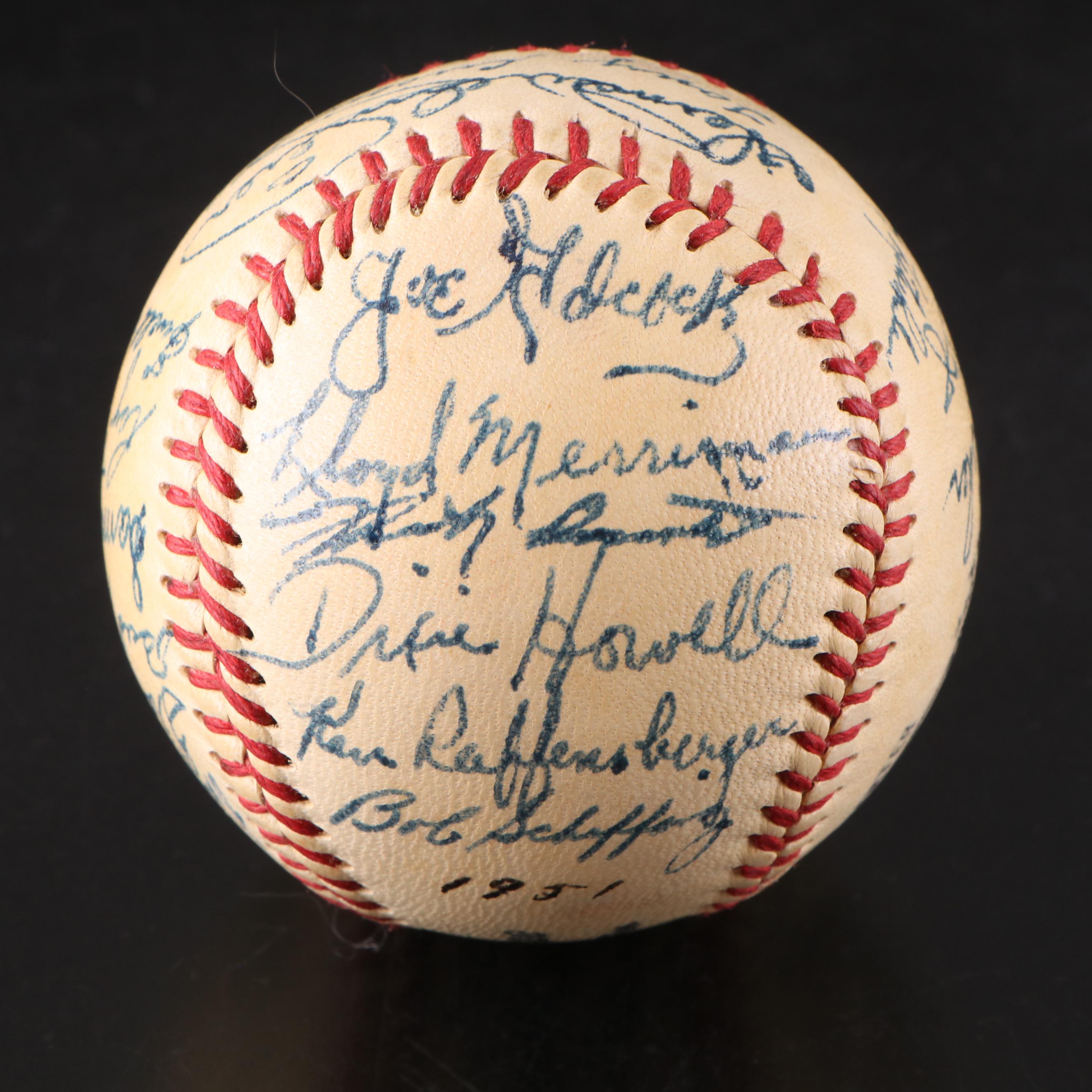 1951 Cincinnati Reds Team-Signed Spalding Baseball with Roy McMillan and More