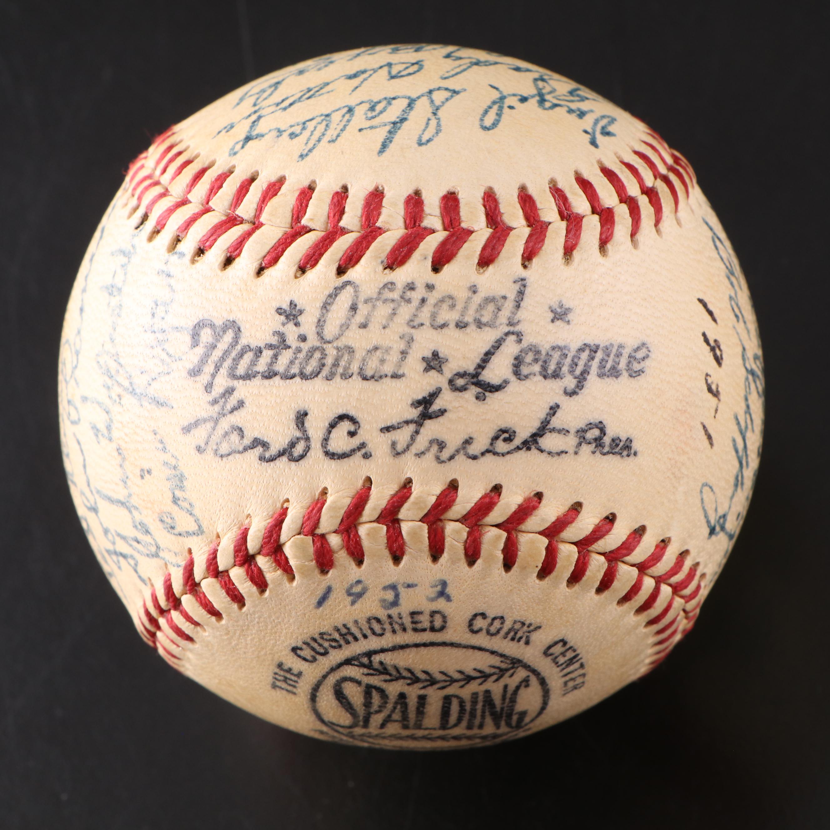1951 Cincinnati Reds Team-Signed Spalding Baseball with Roy McMillan and More