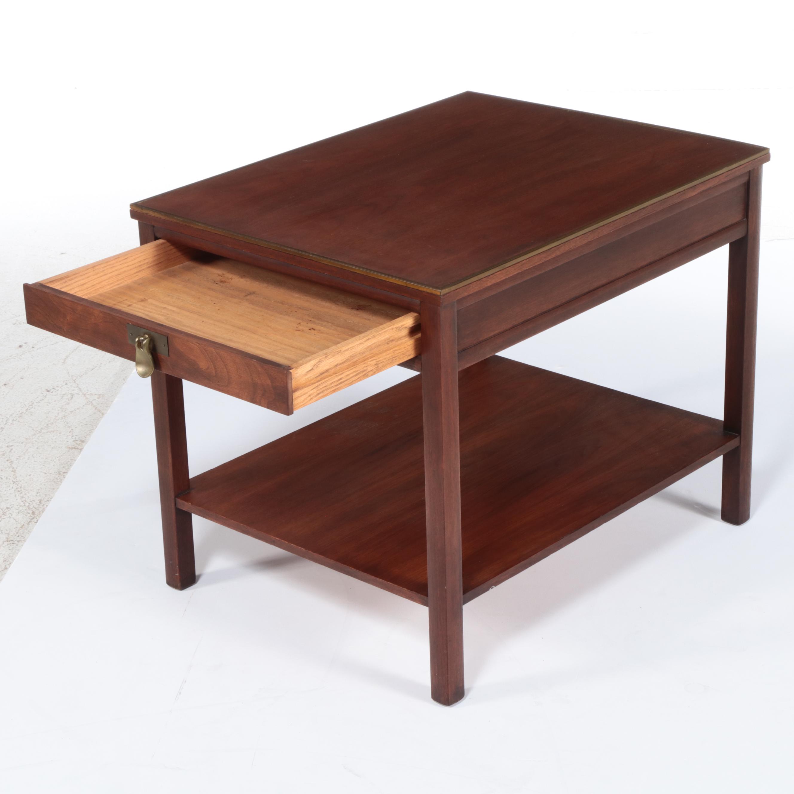 Grand Rapids Furniture Co. Mid Century Modern Walnut and Brass Side Table