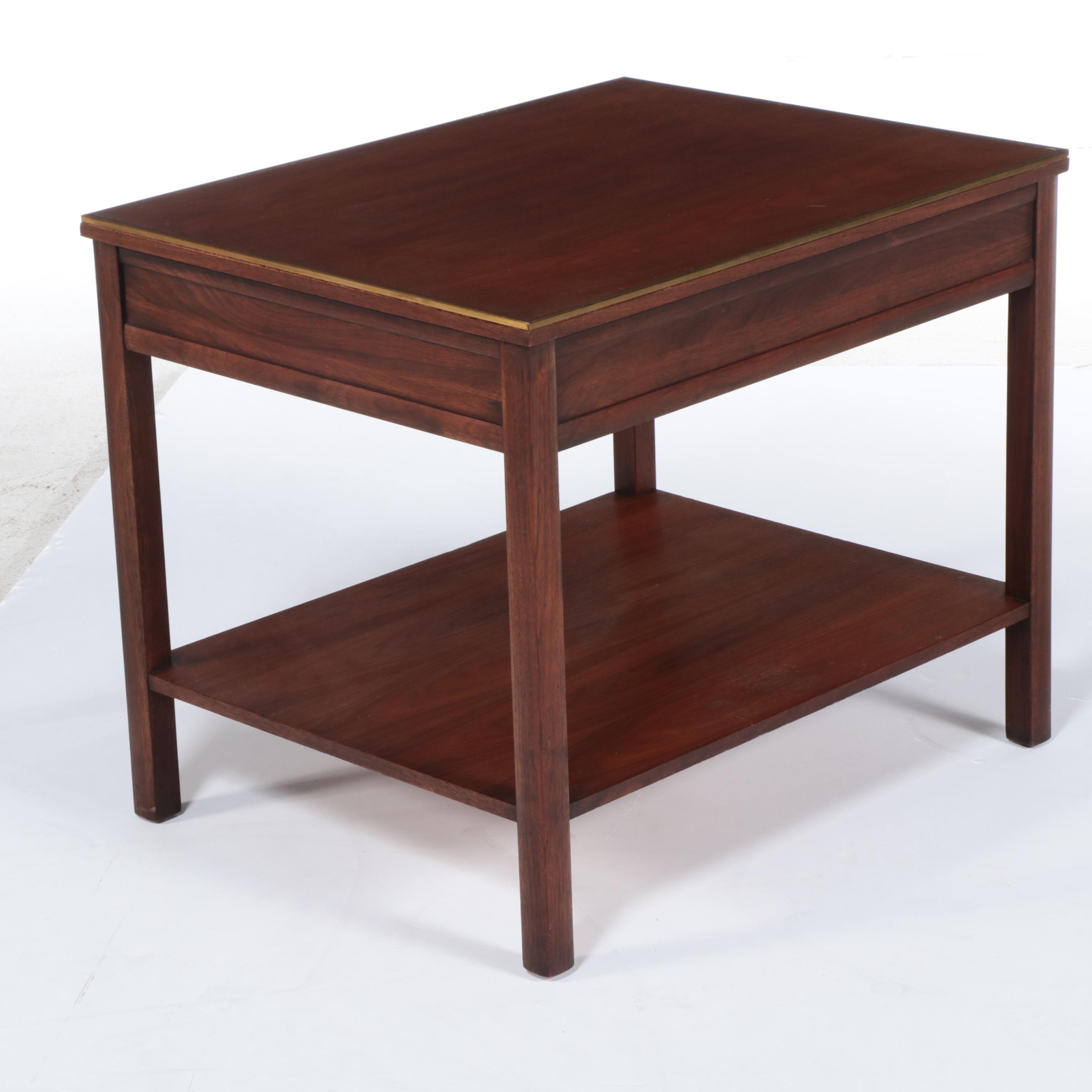 Grand Rapids Furniture Co. Mid Century Modern Walnut and Brass Side Table