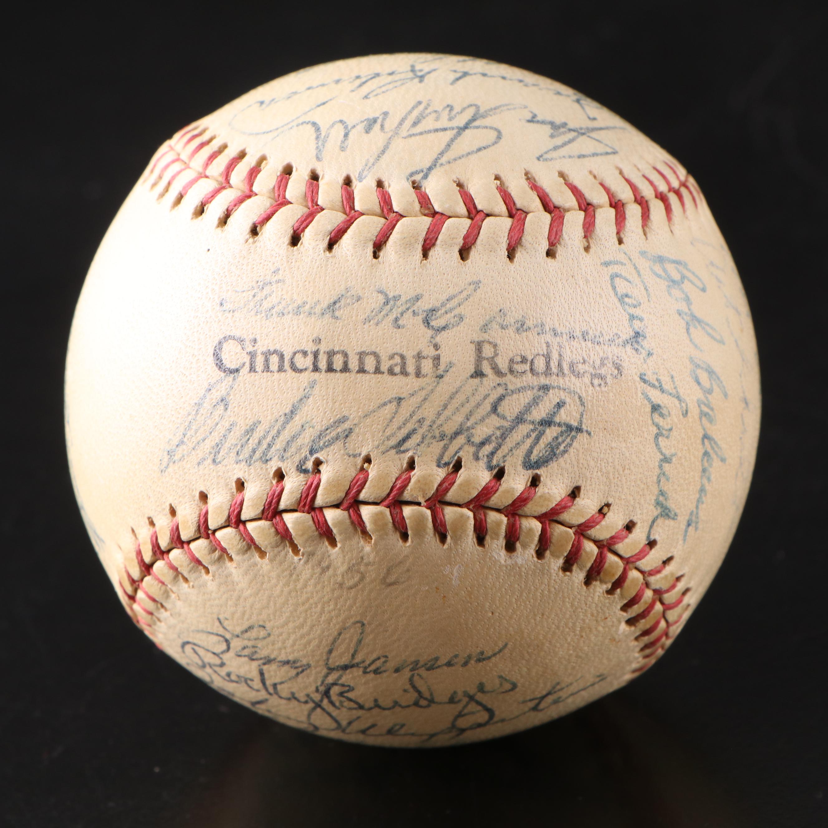 1956 Cincinnati Reds Team-Signed Baseball Featuring Frank Robinson and More