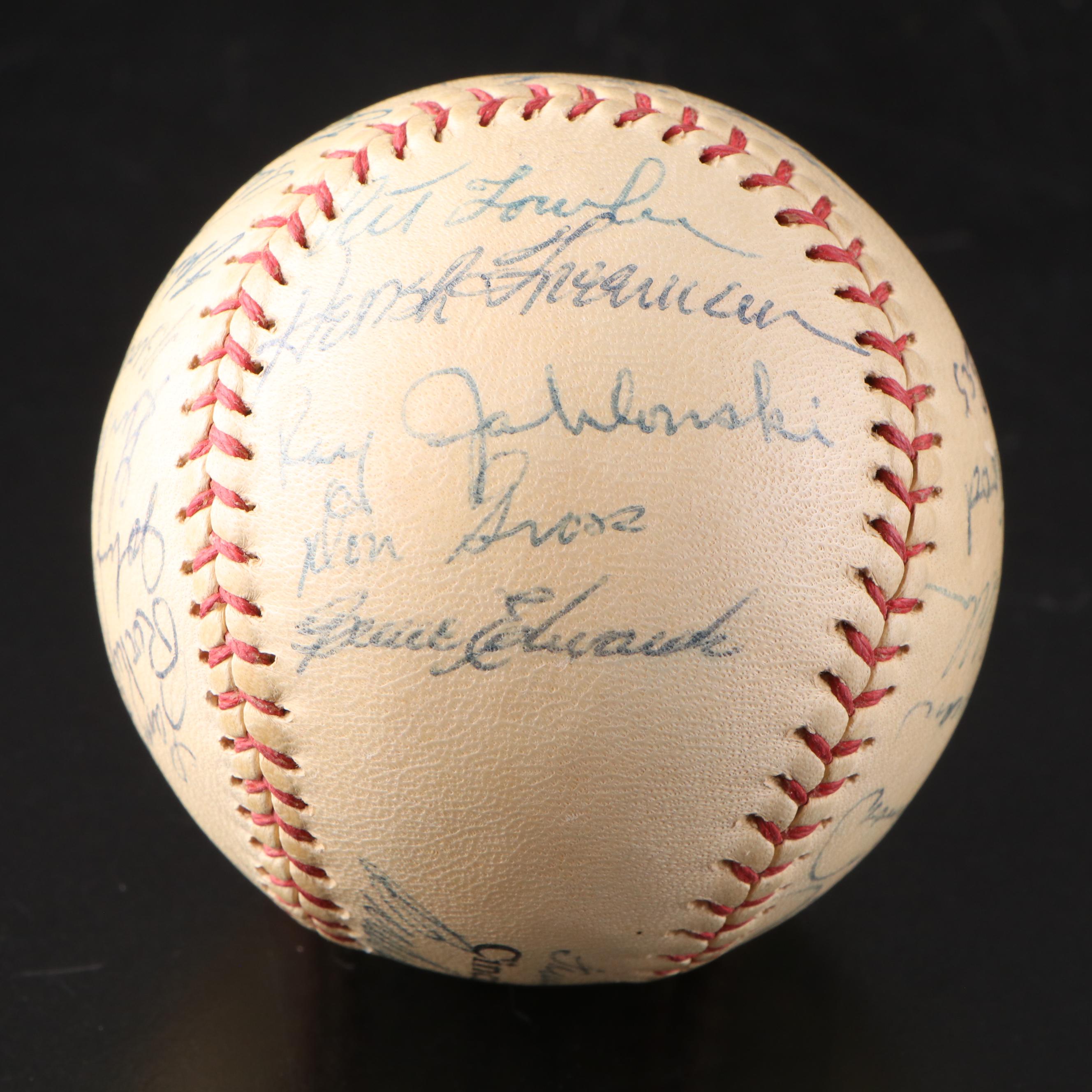 1956 Cincinnati Reds Team-Signed Baseball Featuring Frank Robinson and More