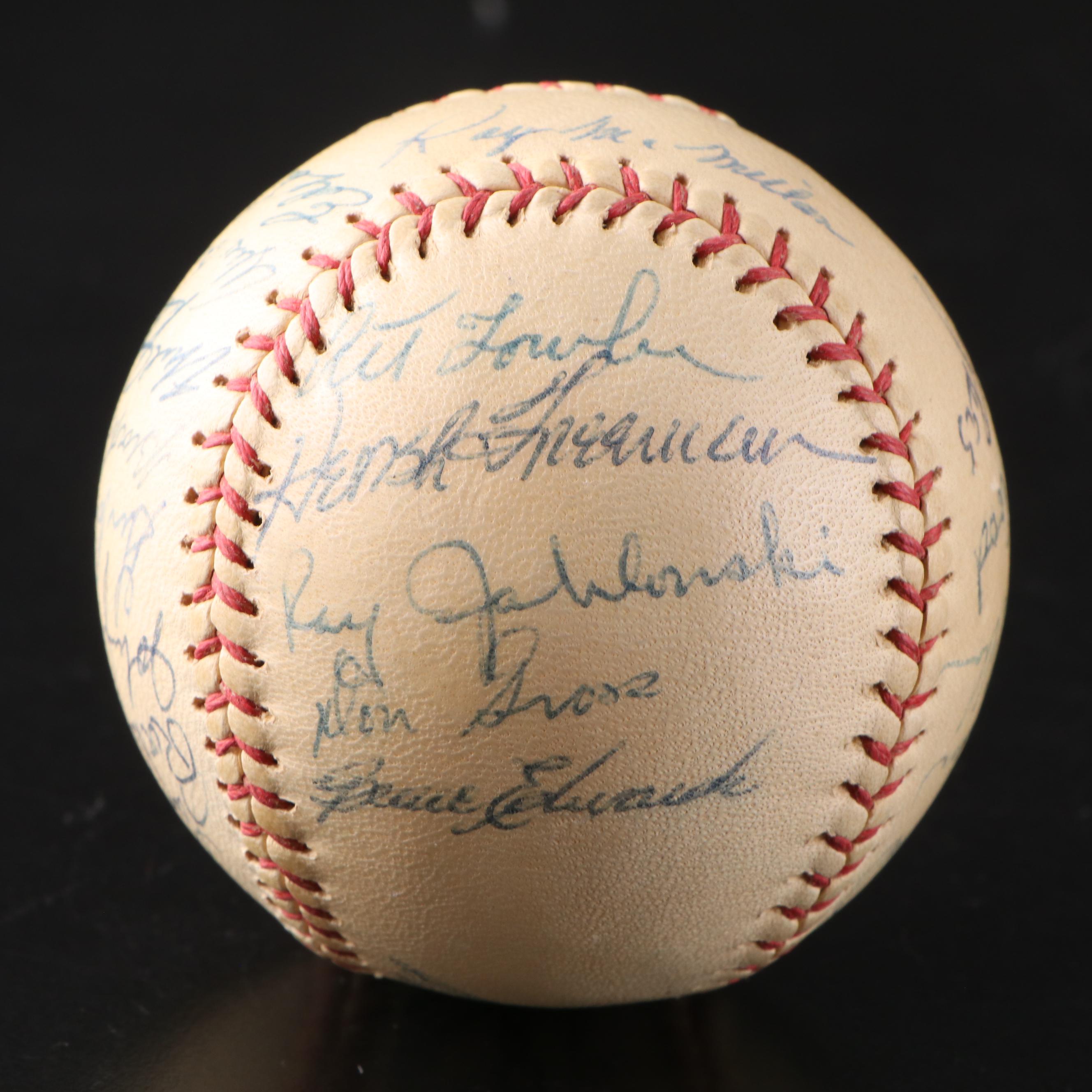 1956 Cincinnati Reds Team-Signed Baseball Featuring Frank Robinson and More