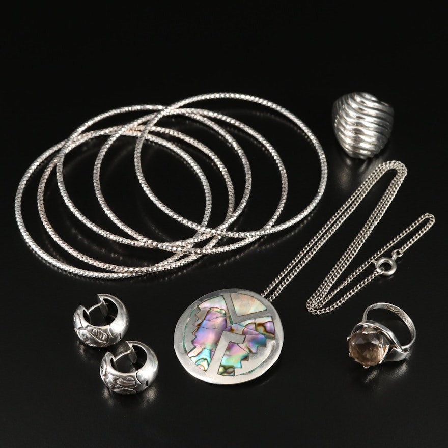 Mexican Made, Abalone and Smoky Quartz Featured in Sterling Collection