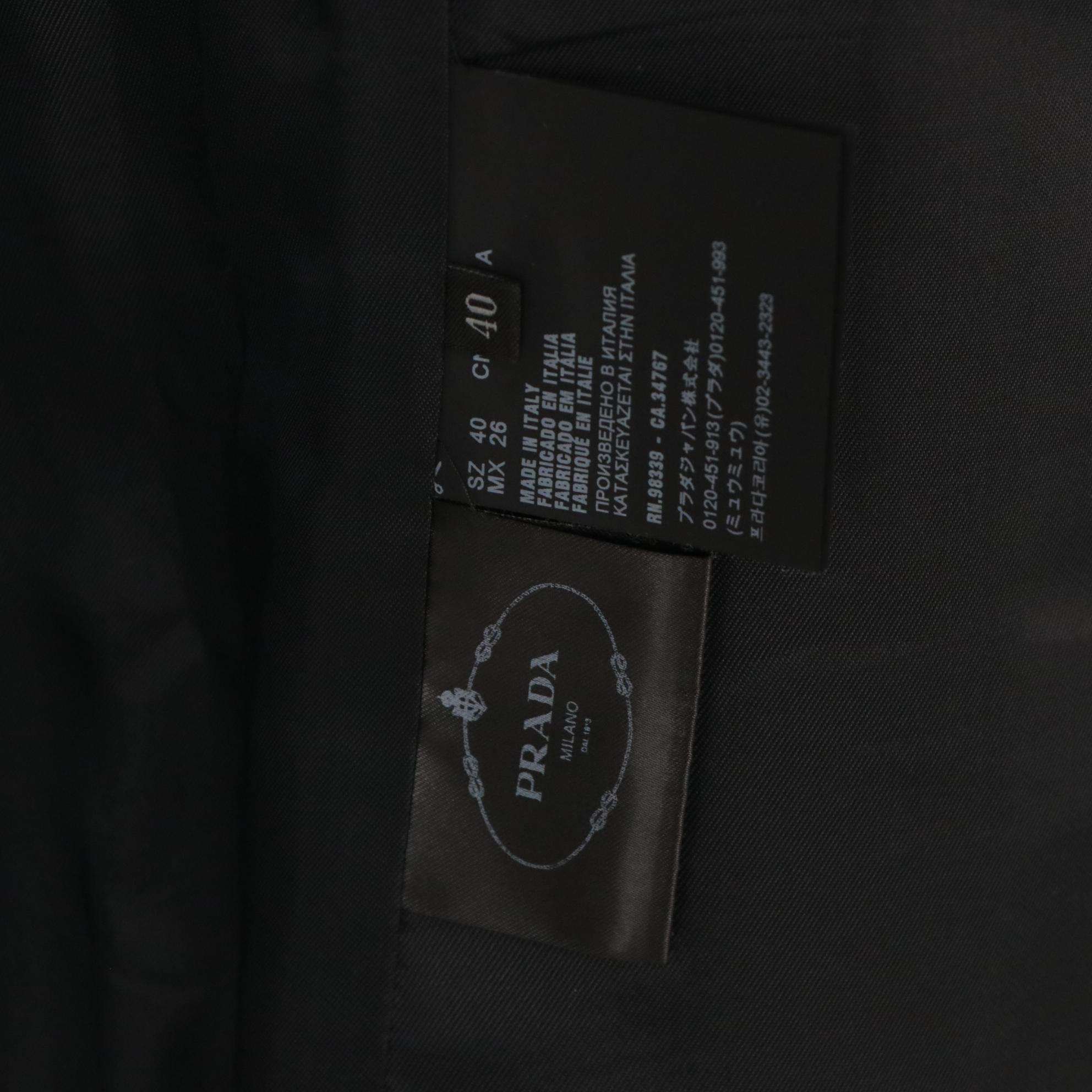 Prada Two-Button Plaid Blazer with Satin Bow