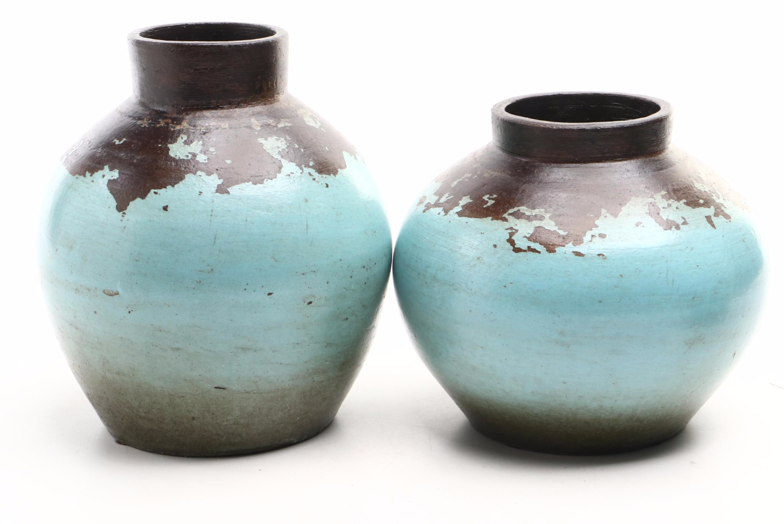 Gradient Glazed Ceramic Floor Vase and Bouquet Vases