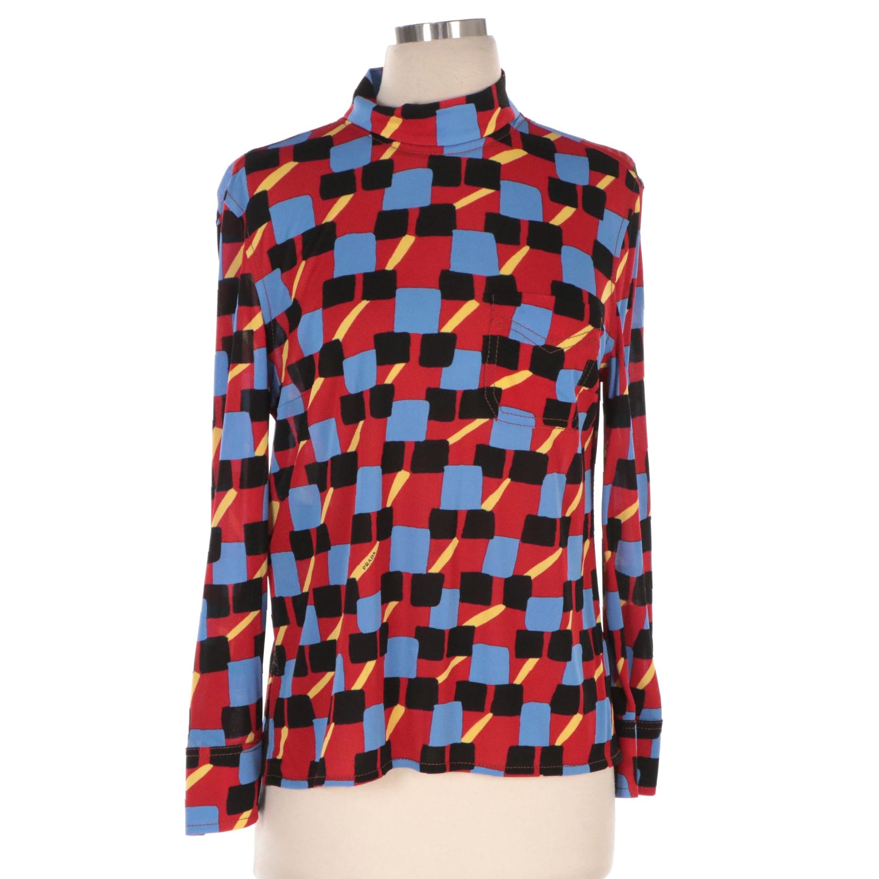 Prada Multicolor Mock Neck Top