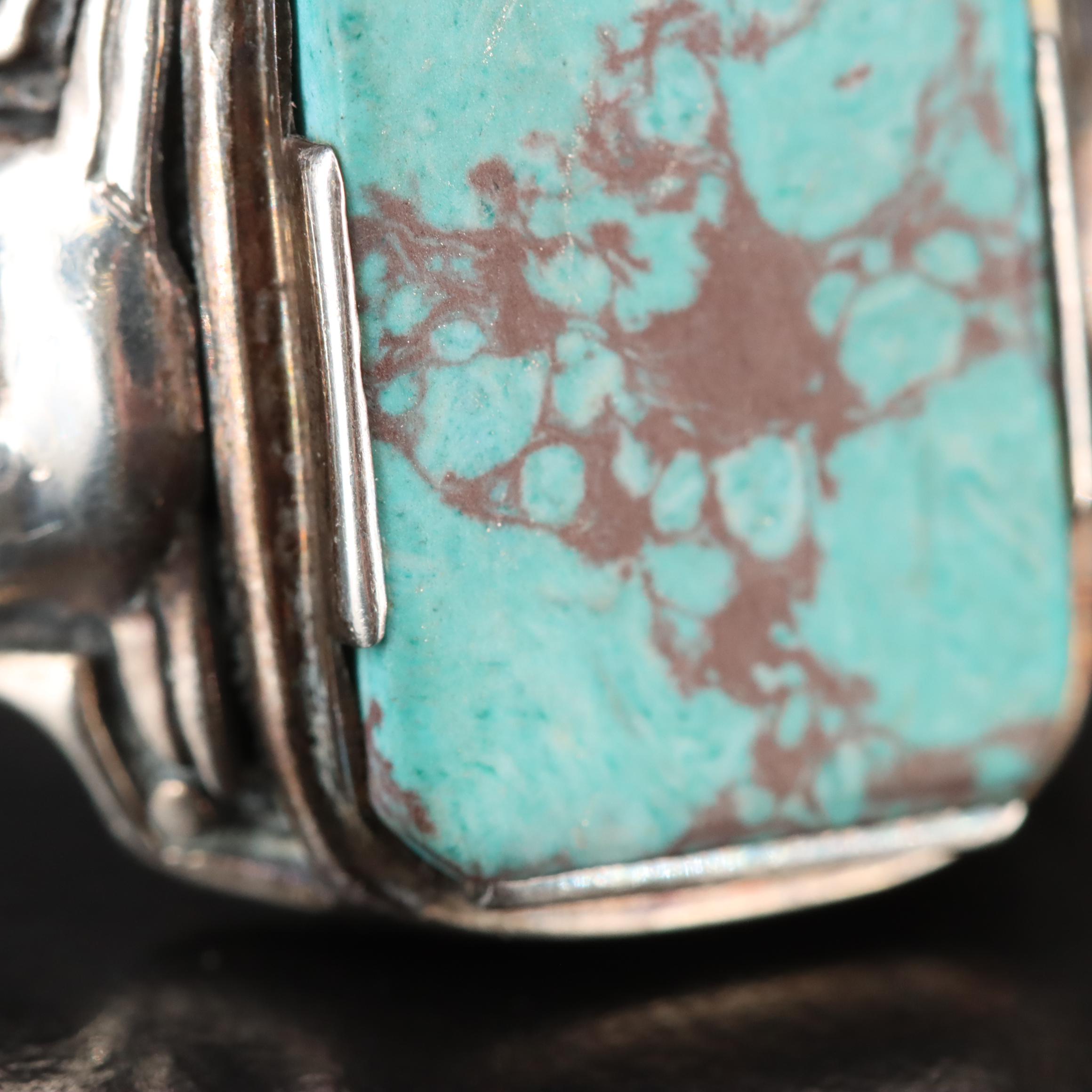 Clocks + Colours "Desperado" Sterling Faux Turquoise Skull Ring