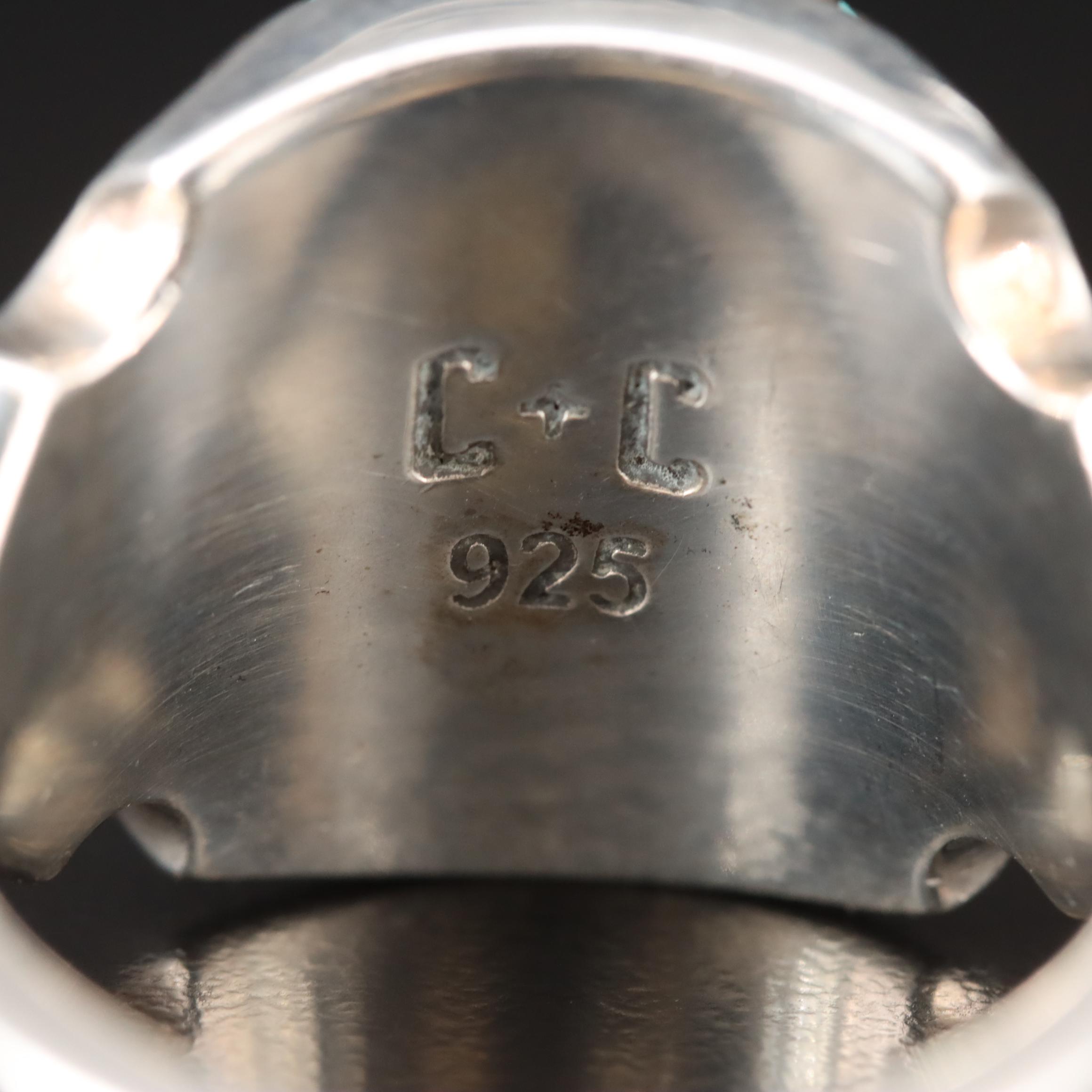 Clocks + Colours "Desperado" Sterling Faux Turquoise Skull Ring EBTH