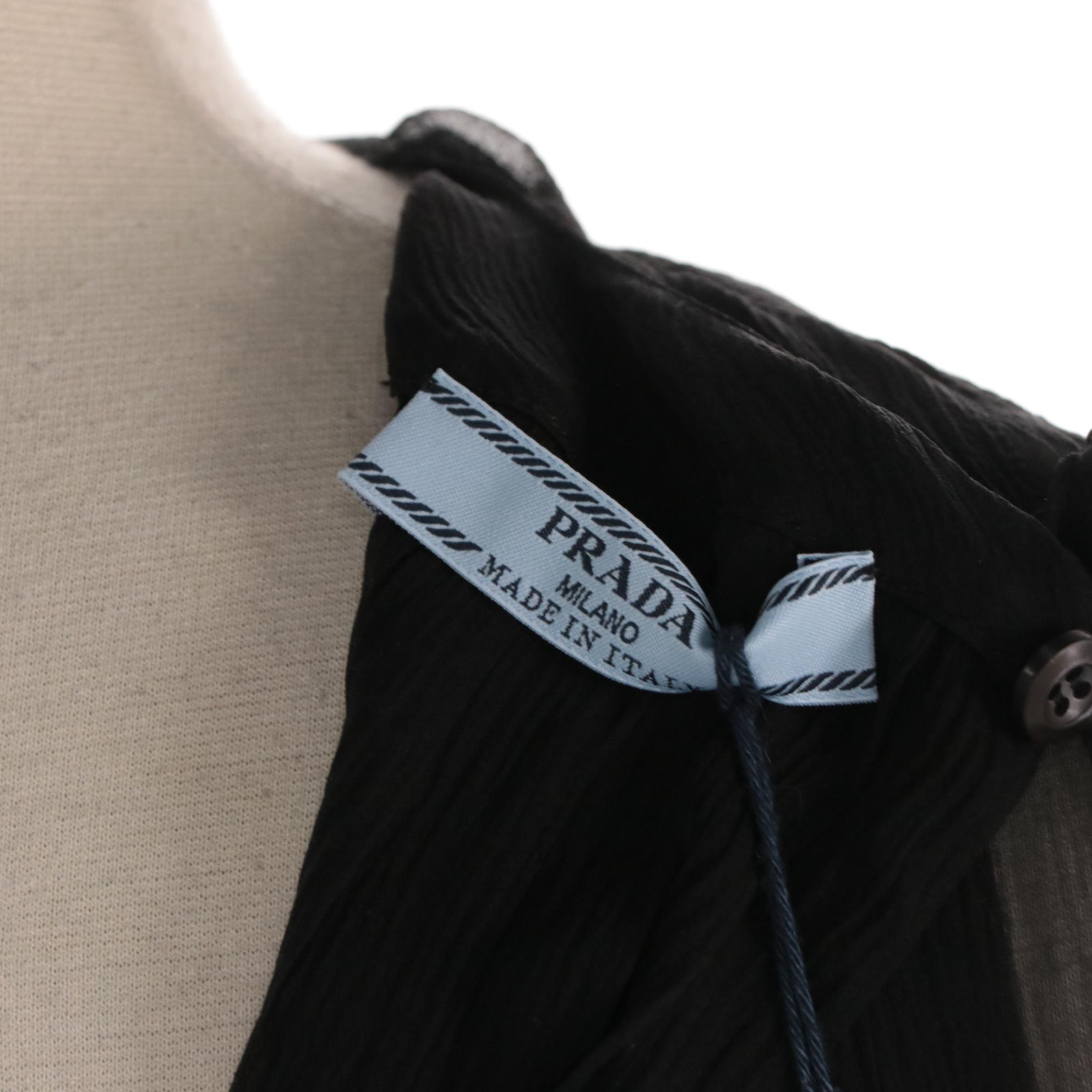 Prada Silk Chiffon Sleeveless Blouse with Pleated Detail and Tie Sash, NWT