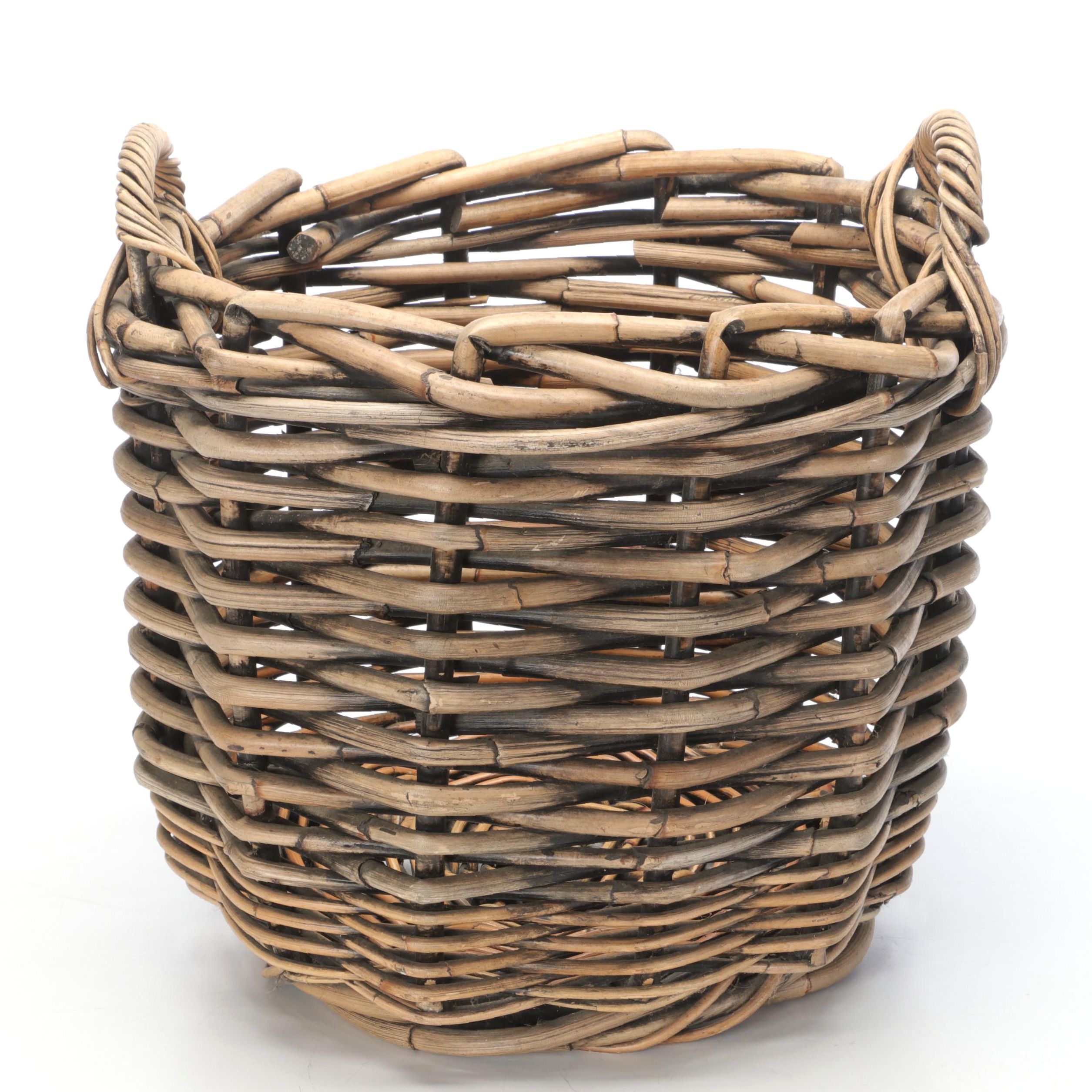 Farmhouse Style Woven Double Handle Basket