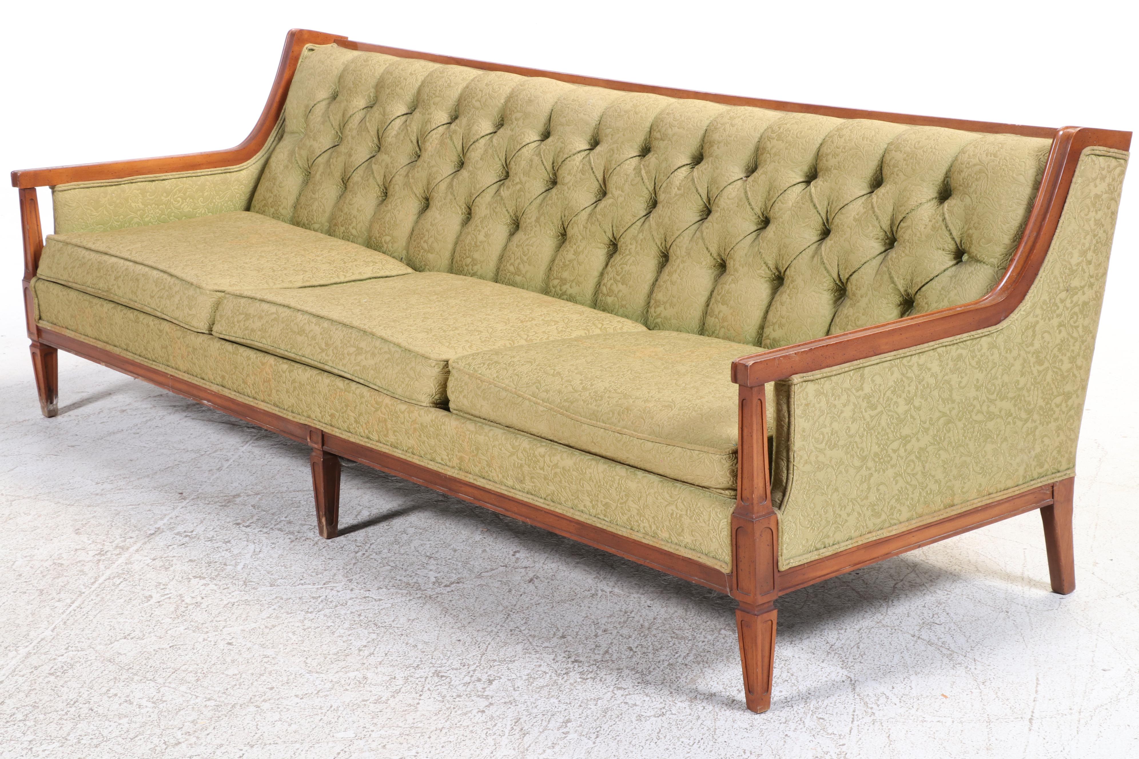 Lenoir Chair Company Upholstered Sofa and Armchair, Mid to Late 20th Century