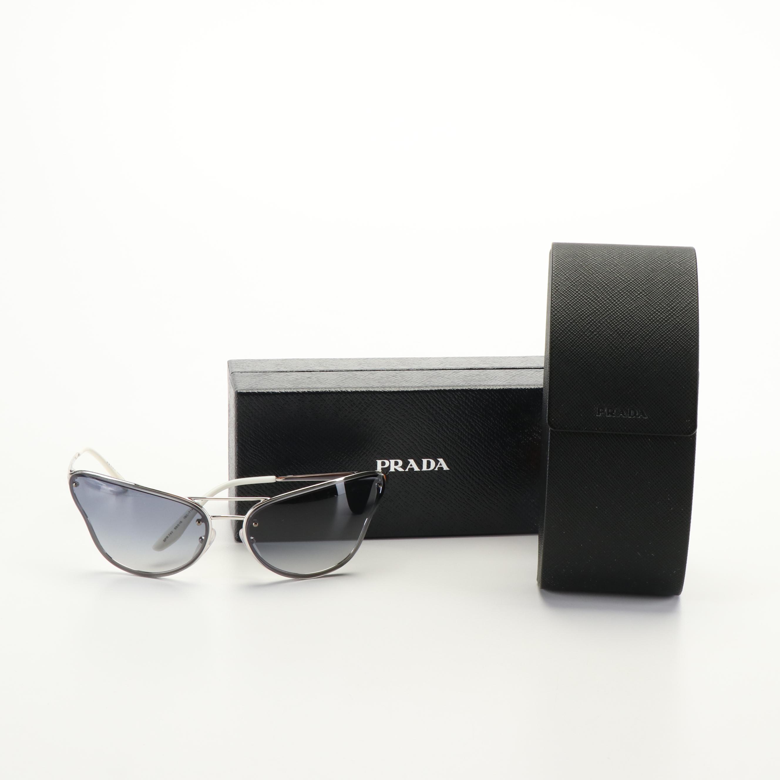 Prada OPR 74VS Silver Butterfly Sunglasses with Case and Box