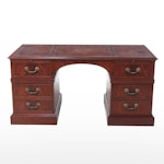 Baker Furniture Mahogany Georgian Style Desk with Leather Top