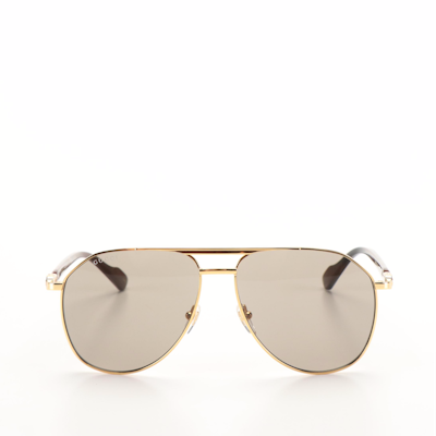 Gucci GG1220S Gold Brown Aviator Sunglasses with Case
