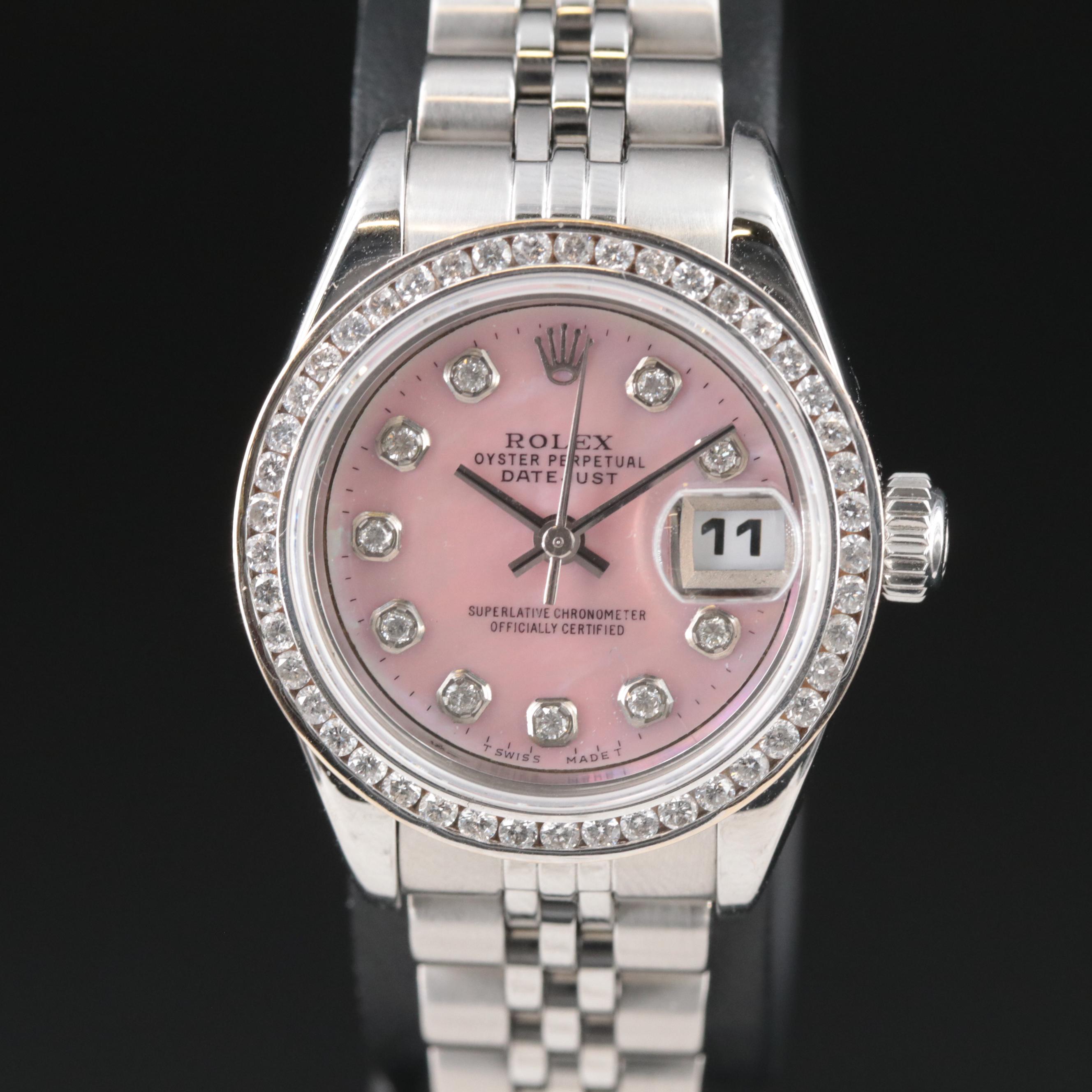2002 Rolex Custom Diamond Dial & Bezel Datejust Automatic Watch
