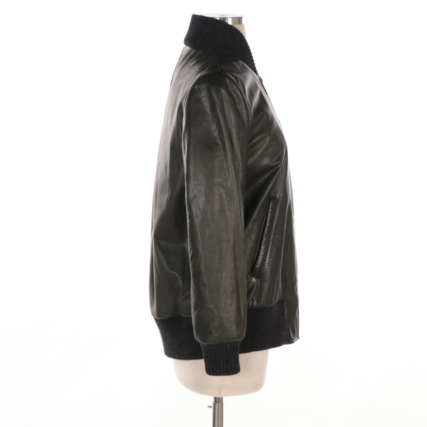 Prada Bomber Jacket in Deep Olive Green Leather | EBTH